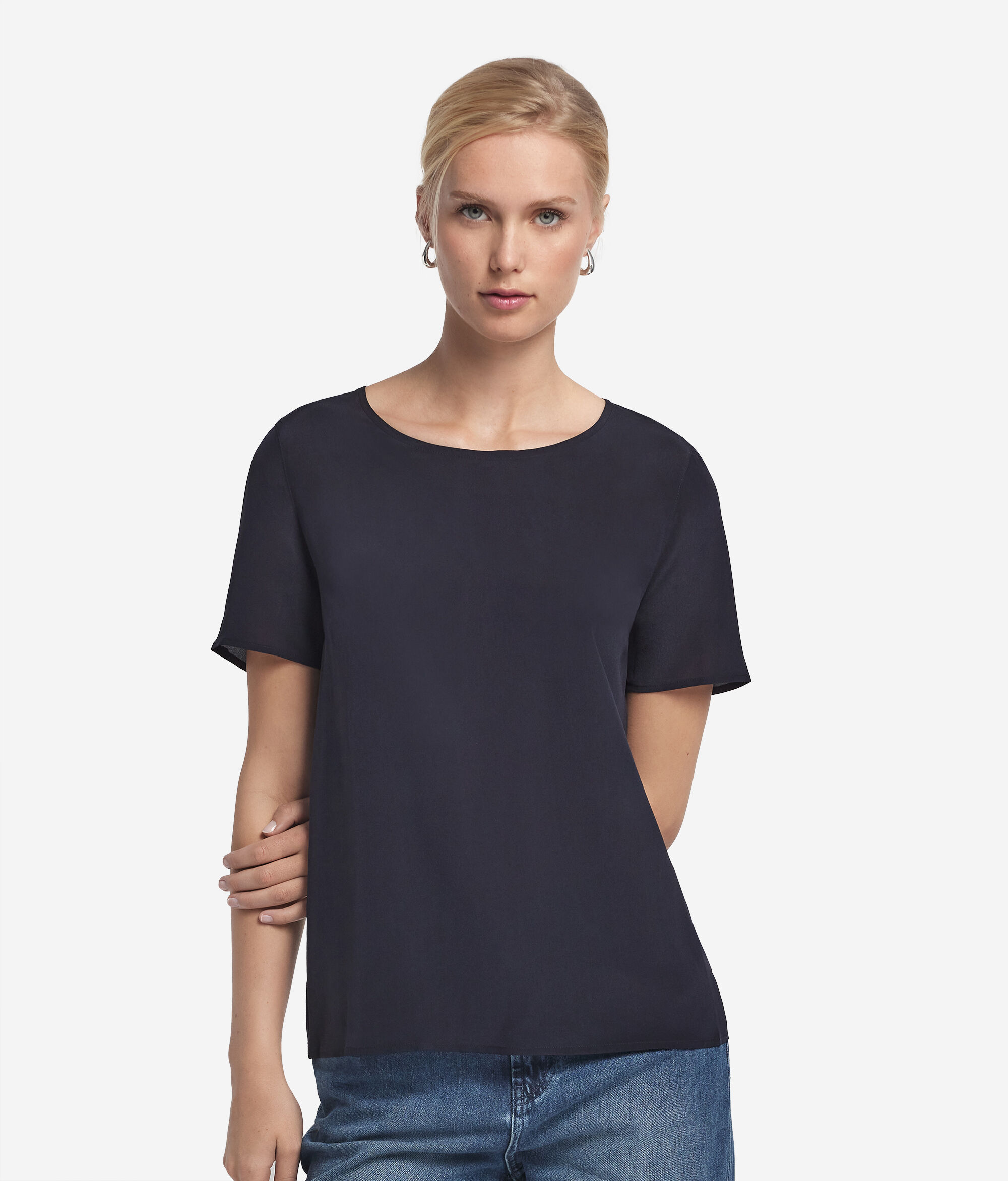 Samefar Maglietta Donna Con Volant Girocollo – Top Maniche Corte Estivo, Casual Lavoro, Tessuto Morbidissimo, Blu, XX-Large - 3