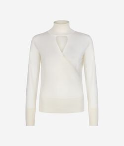 Maglia Incrociata con Collo Alto in Cashmere Ultrafine