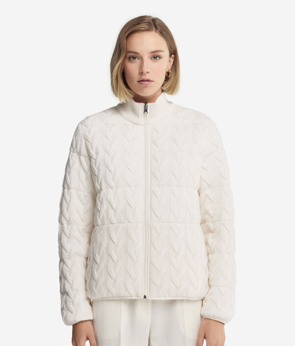 Двусторонний пуховик из кашемира с косами