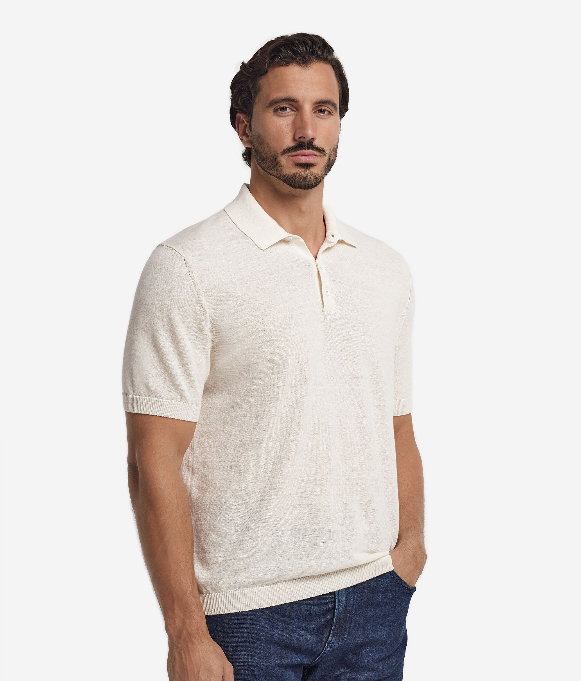 Cotton Linen Short-Sleeved Polo Shirt