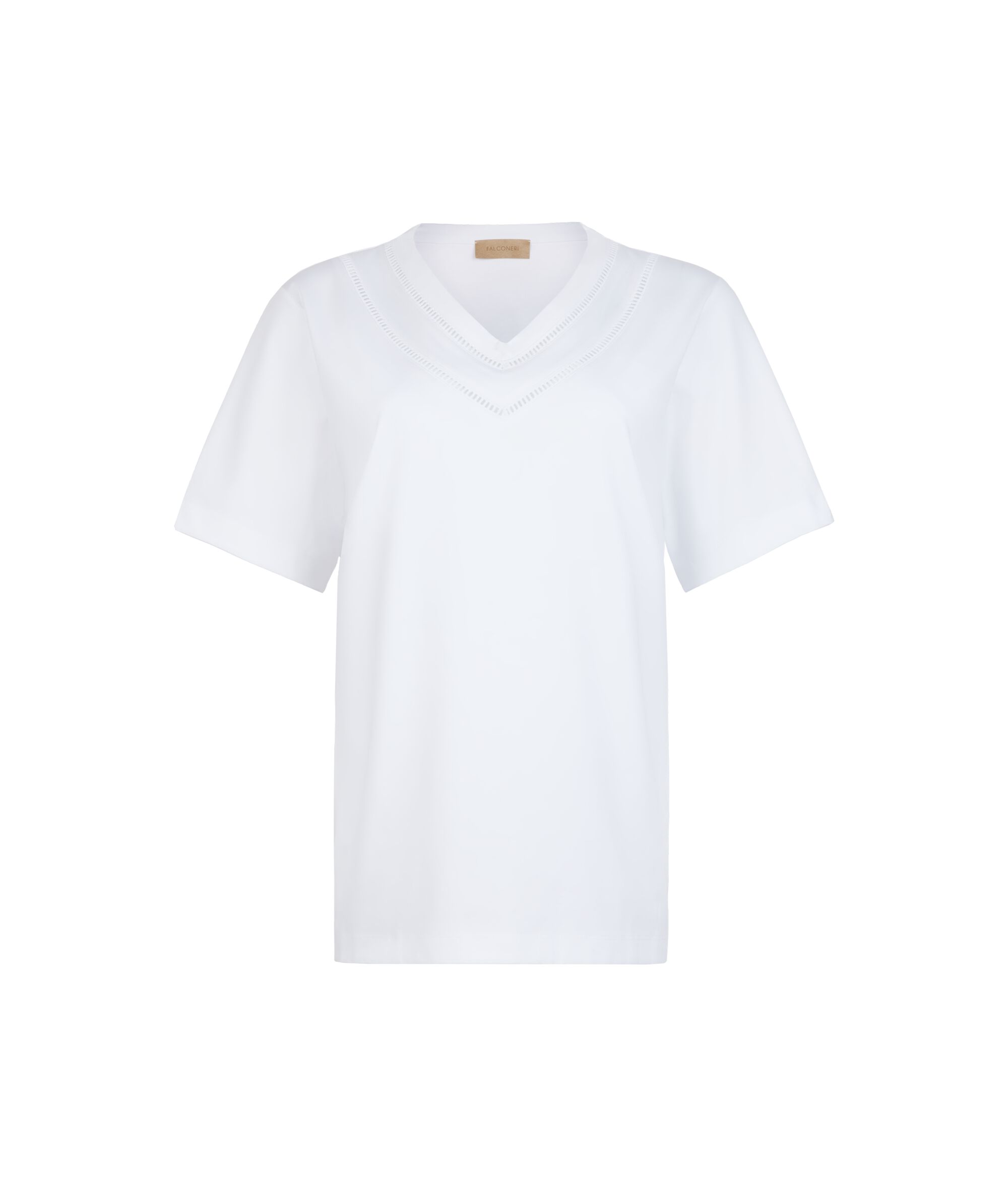 Cotton T-Shirt with Macramé Inserts