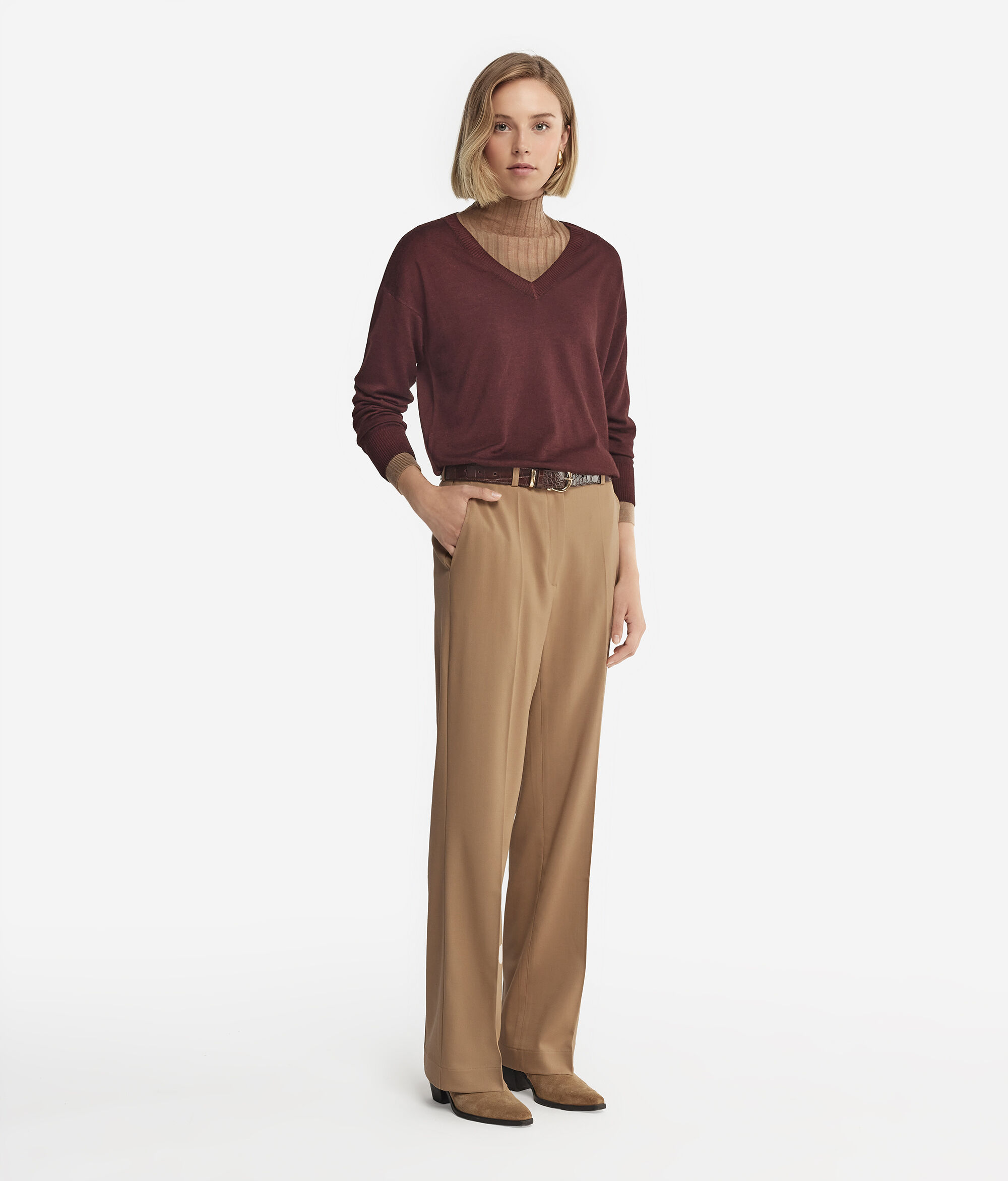 Cashmere V-Neck Sweater with Slits