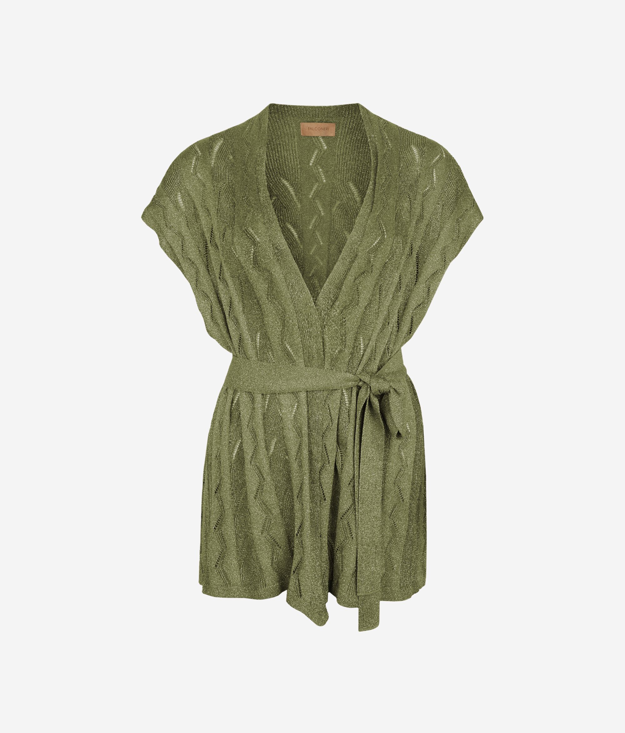 Ribbed lamé braid kimono