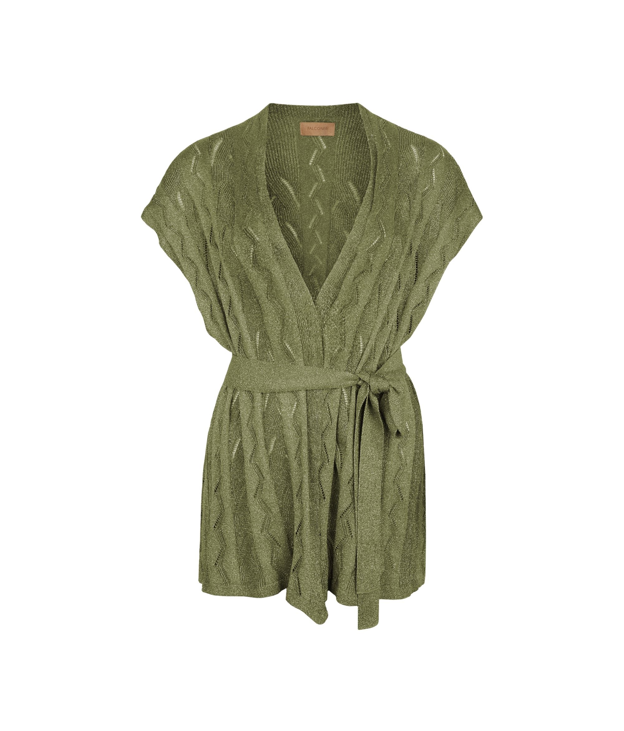 Ribbed lamé braid kimono