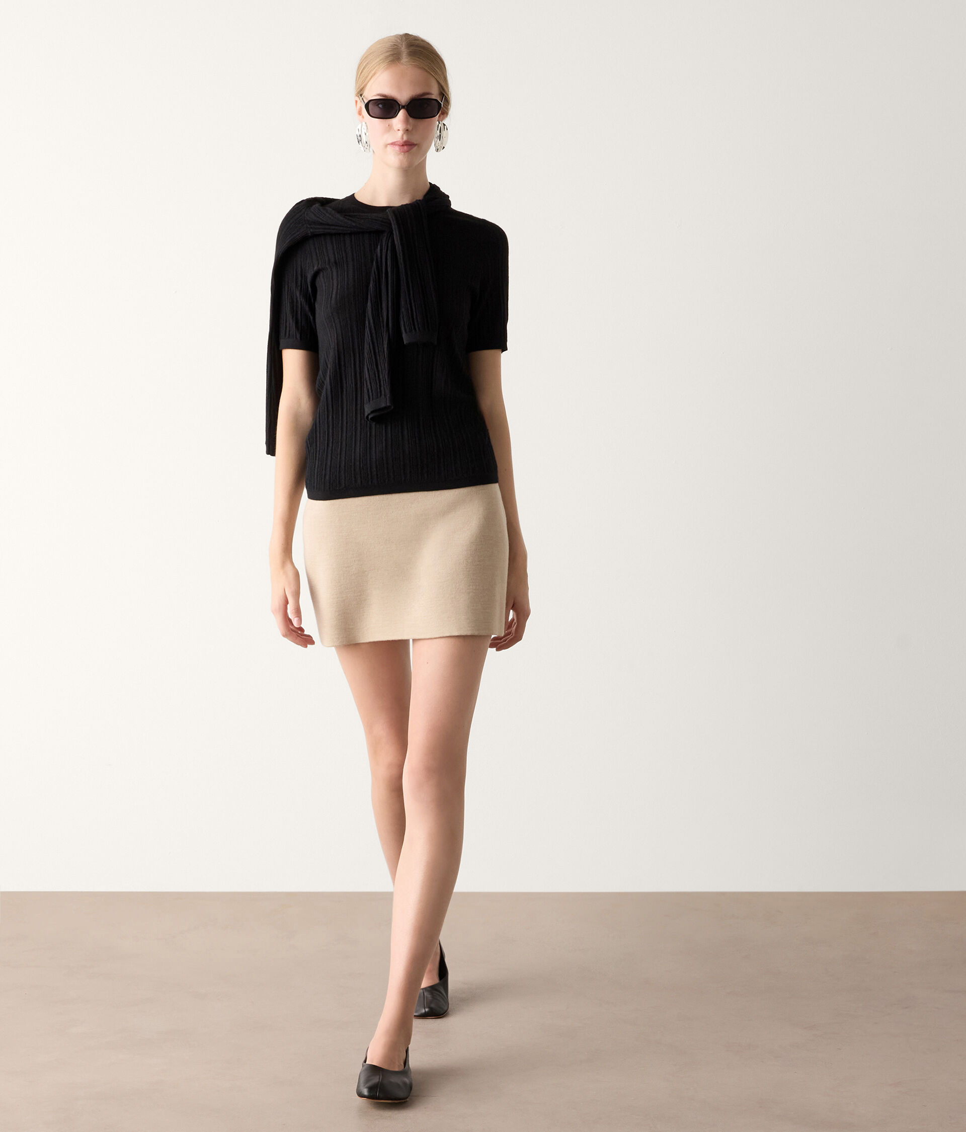 Mixed-rib knit cashmere sweater