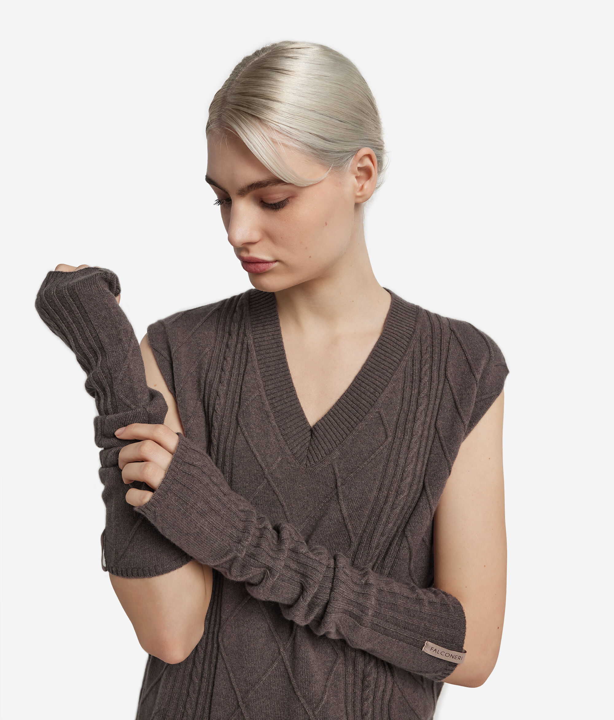 Manguitos de punto variado de cashmere