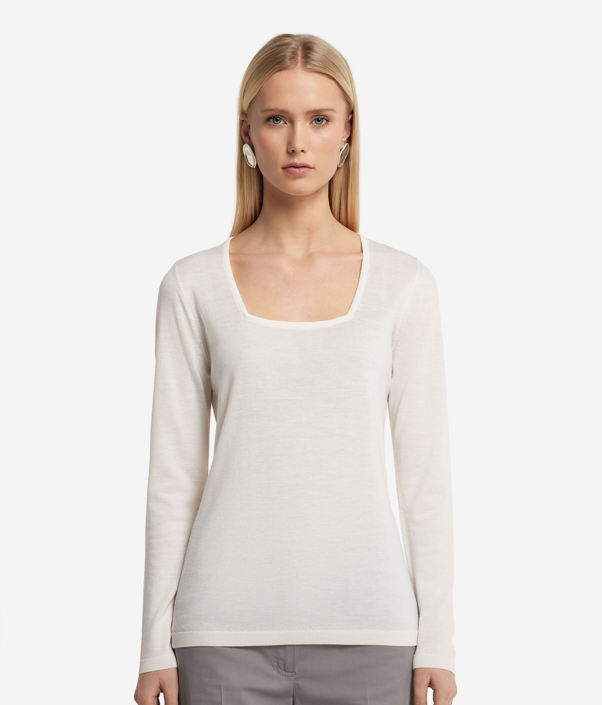 Camisola com decote quadrado em Caxemira Ultrafine
