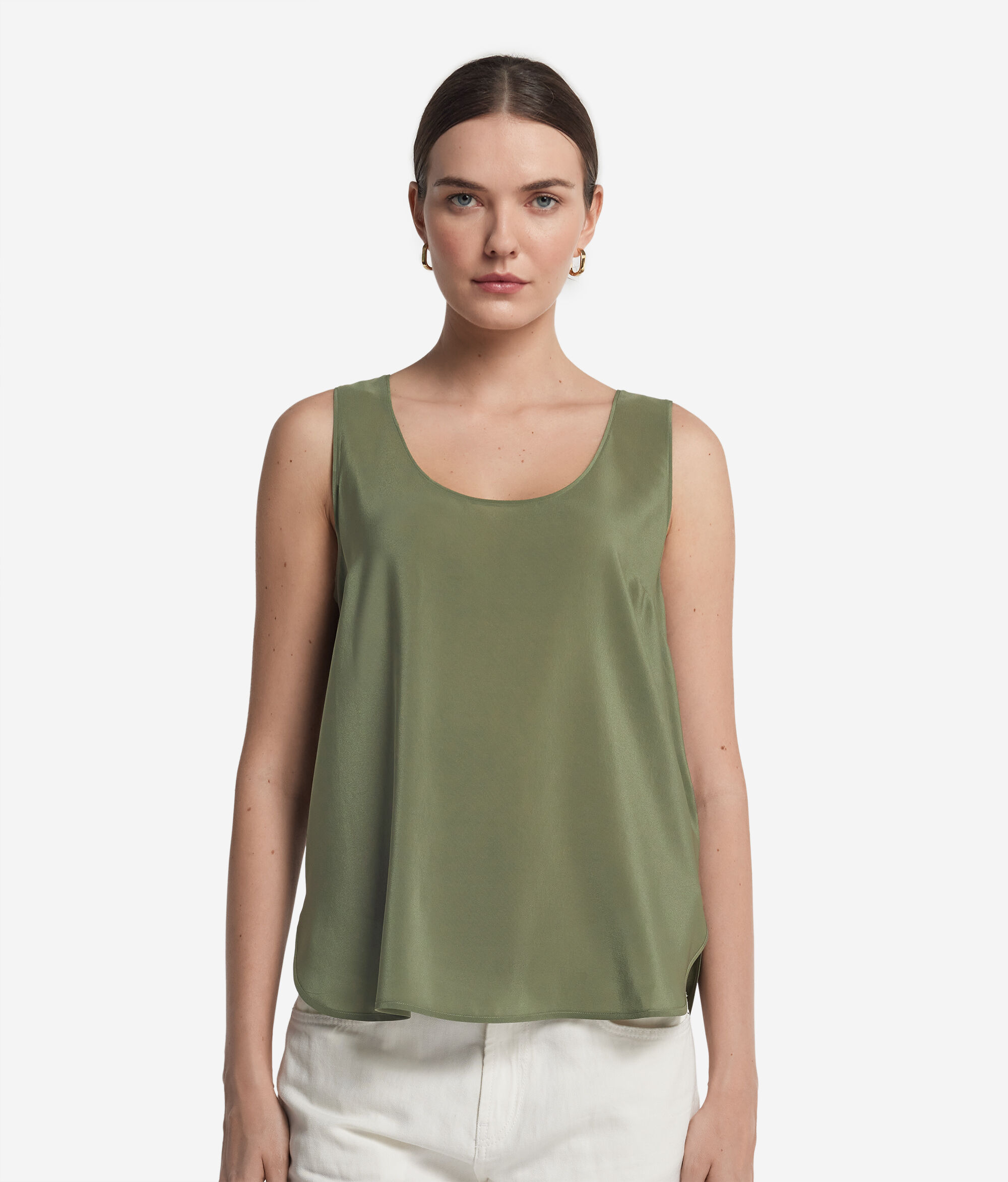 Silk Scoop Neck Tank Top