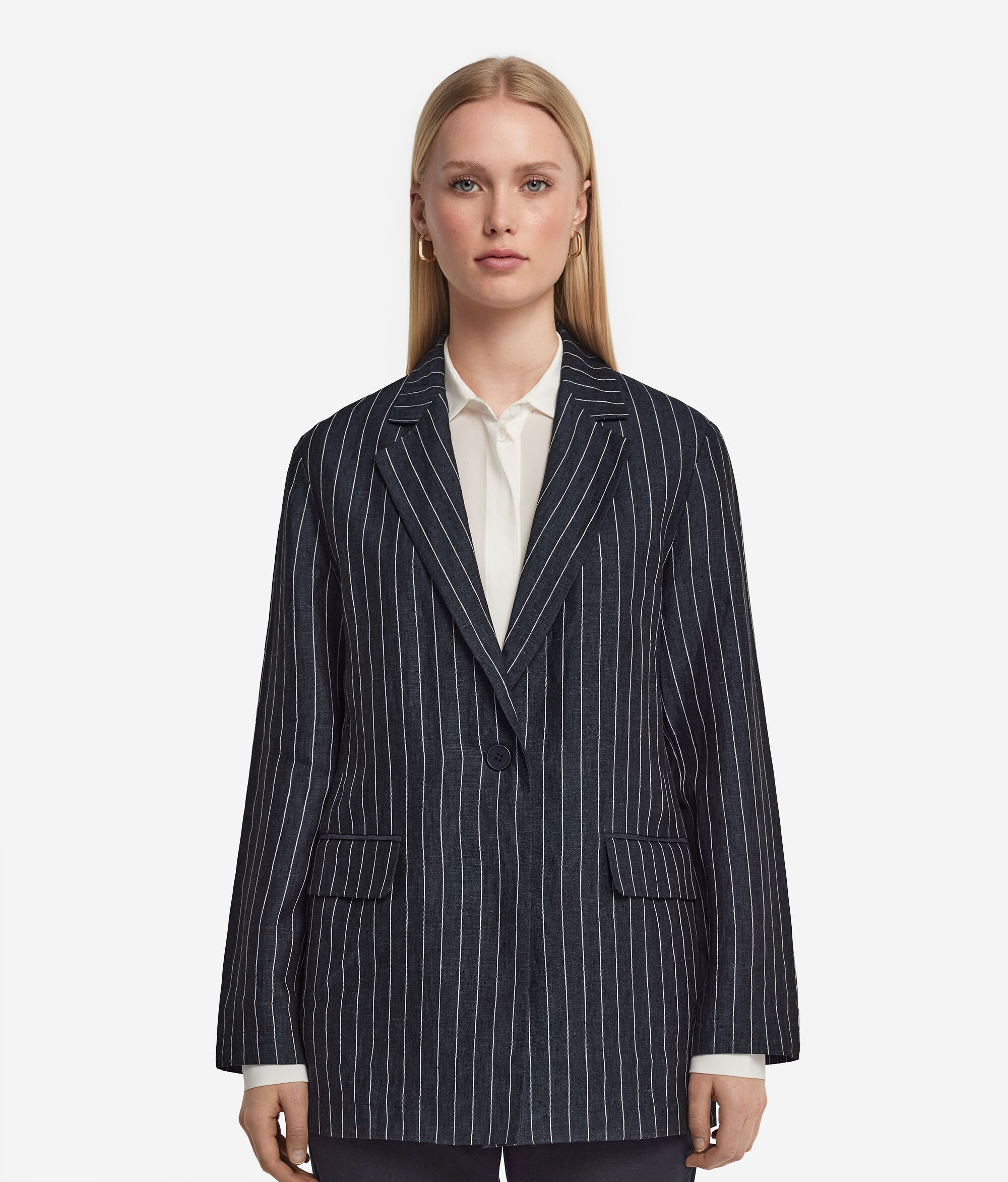 Veste en lin à fines rayures