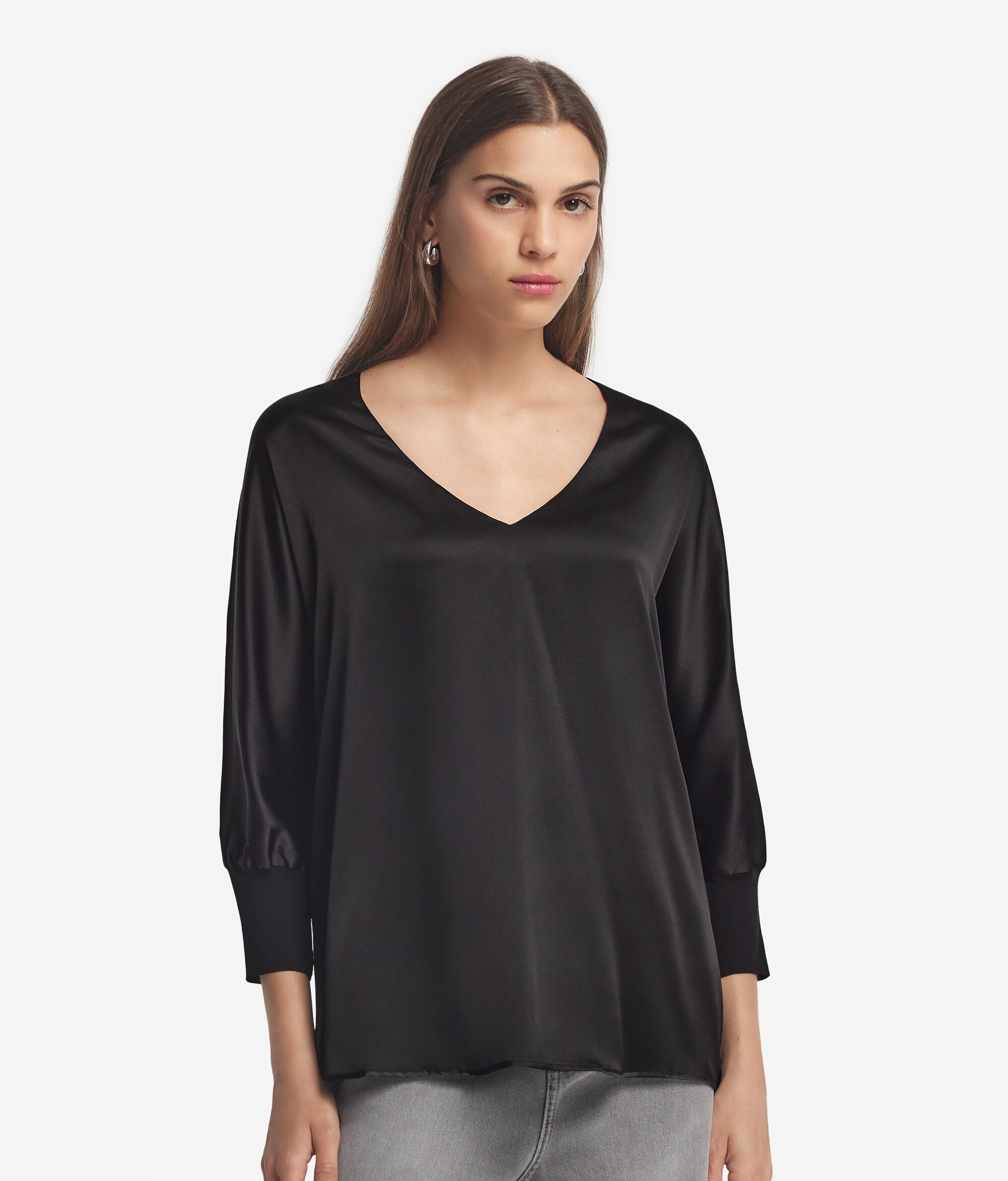 Blusa Scollo a V in Seta