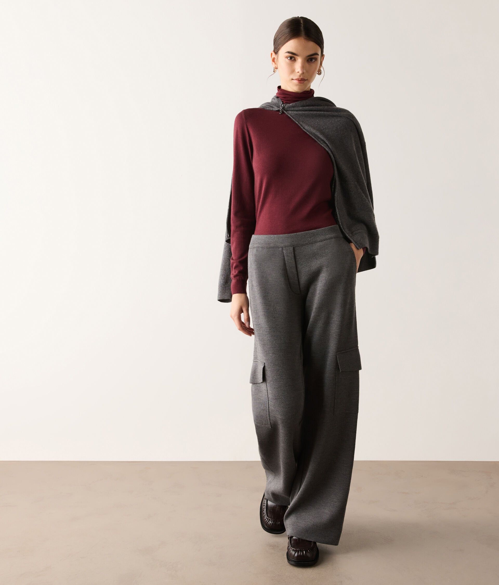 Pantalone cargo in lana