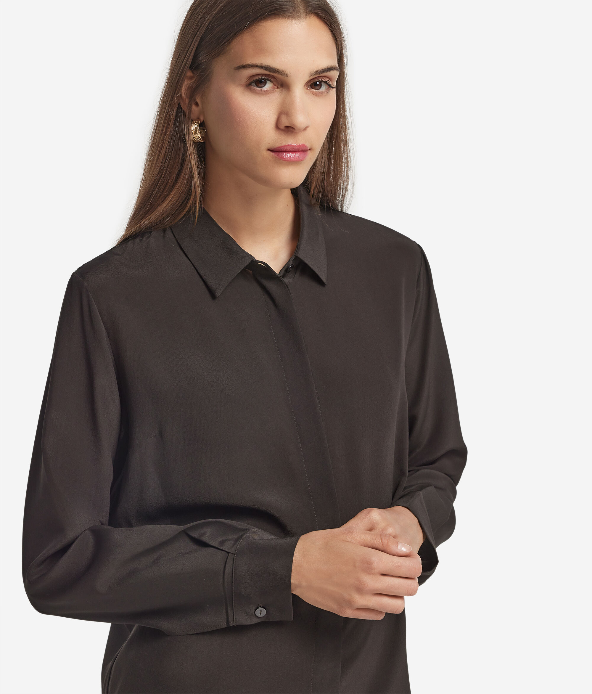 Hemdbluse mit Kragen aus Seide