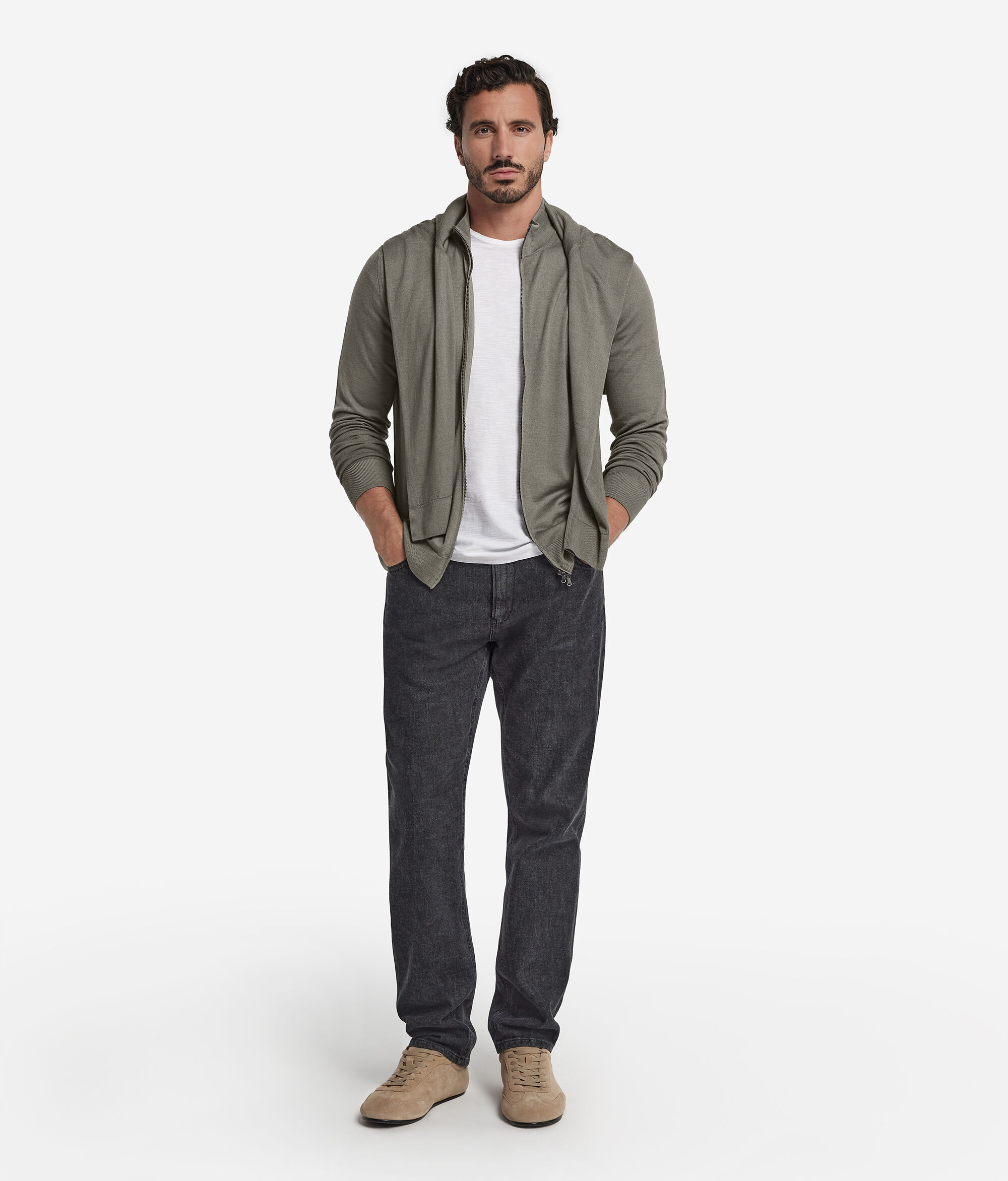 Cárdigan con cremallera de cashmere