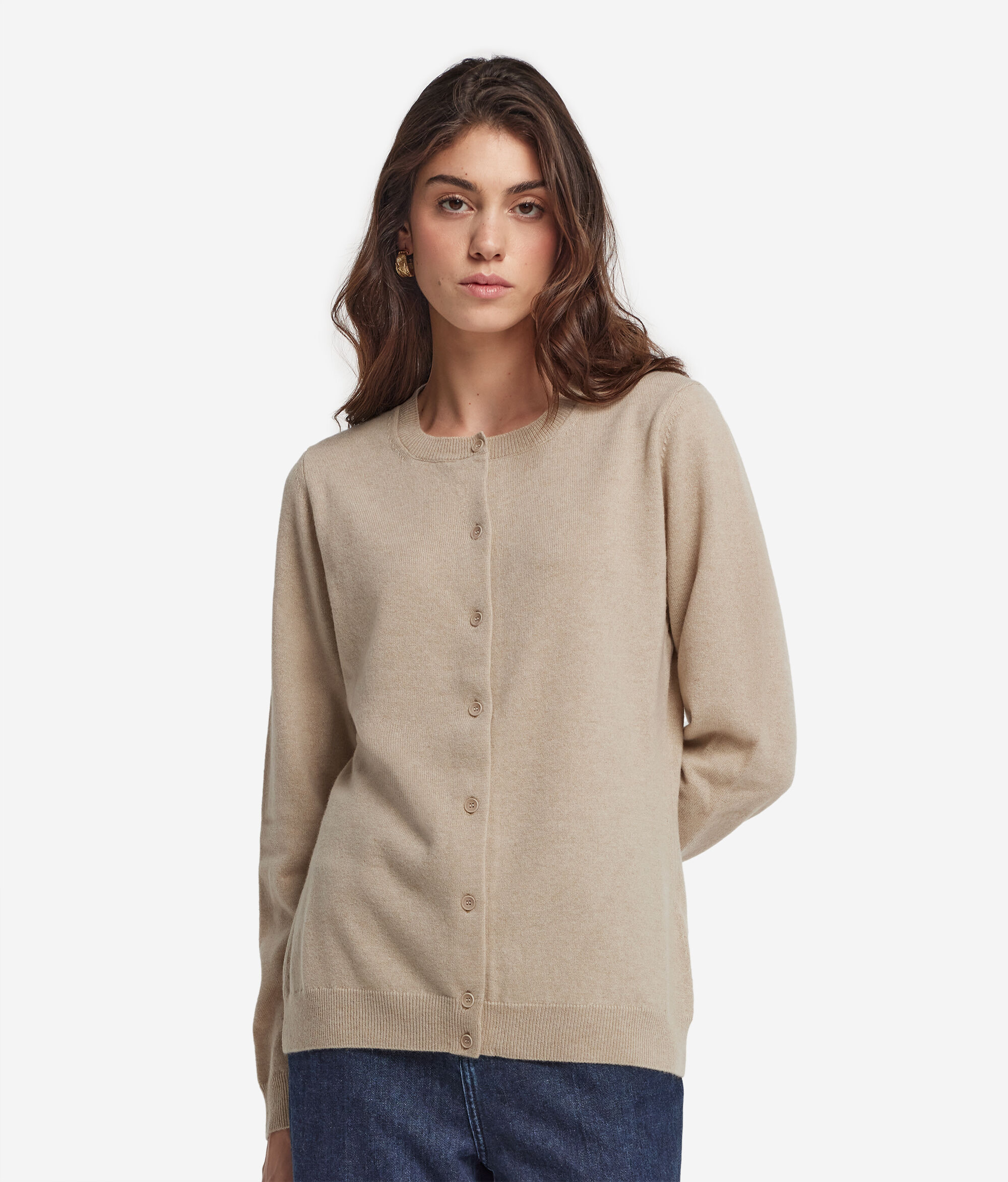 Strickjacke mit Rundhalsausschnitt aus Kaschmir Ultrasoft