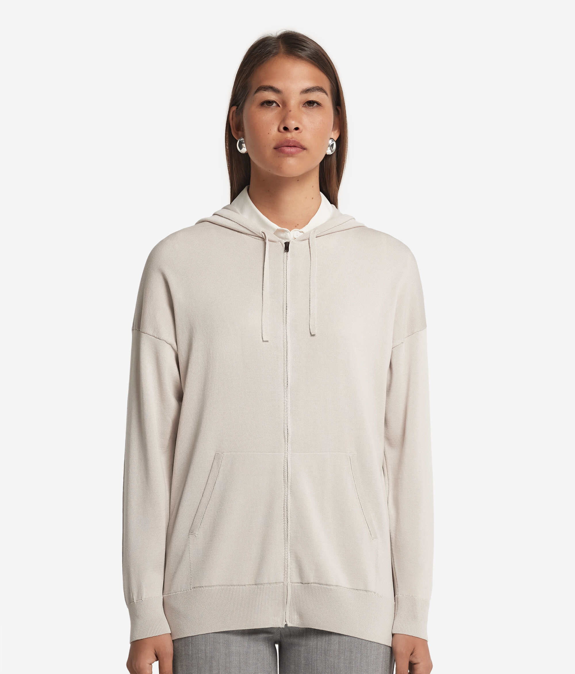 Kapuzensweatshirt aus Baumwollseidengemisch
