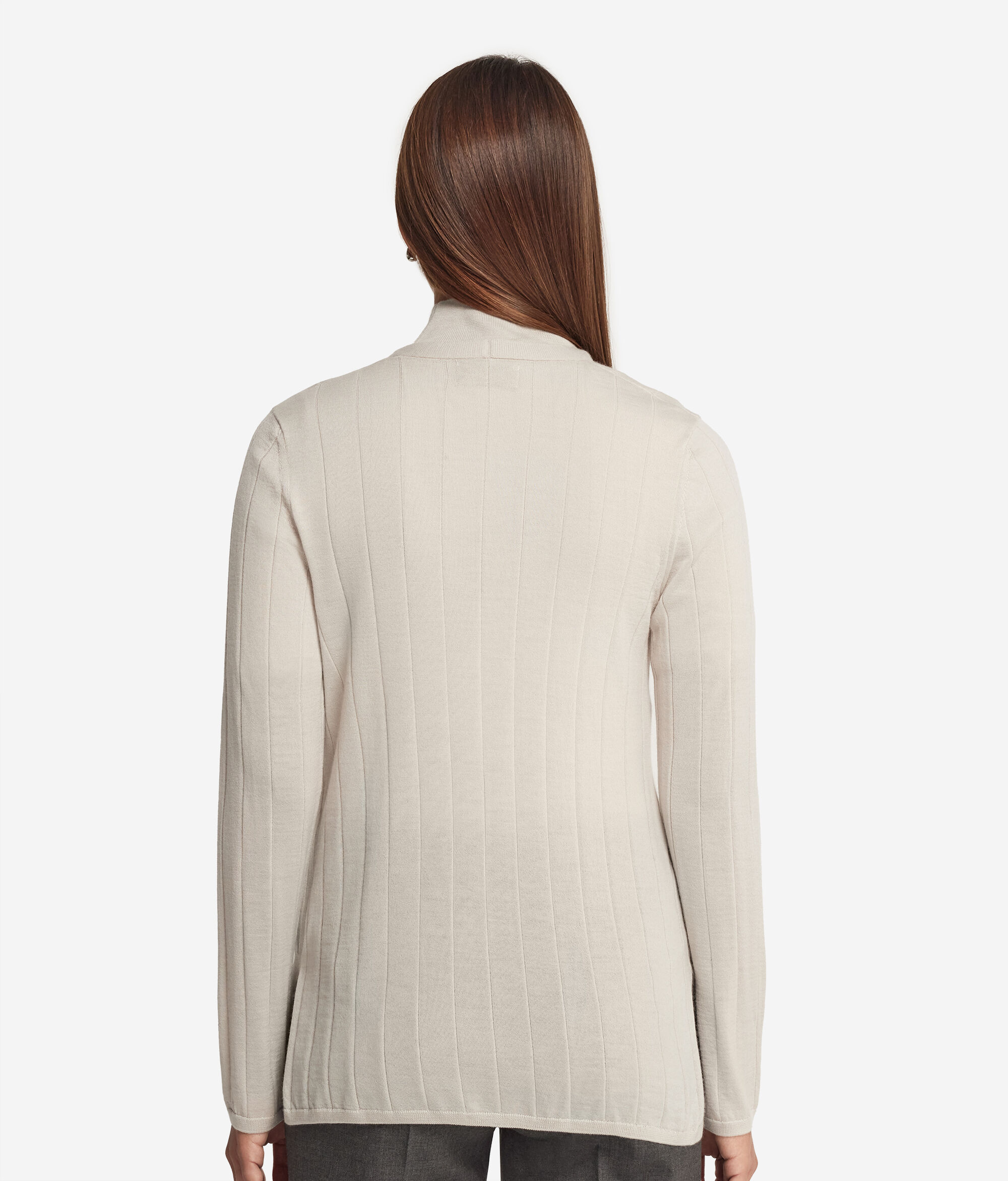 V-neck Wide Rib Ultrafine Cashmere Cardigan