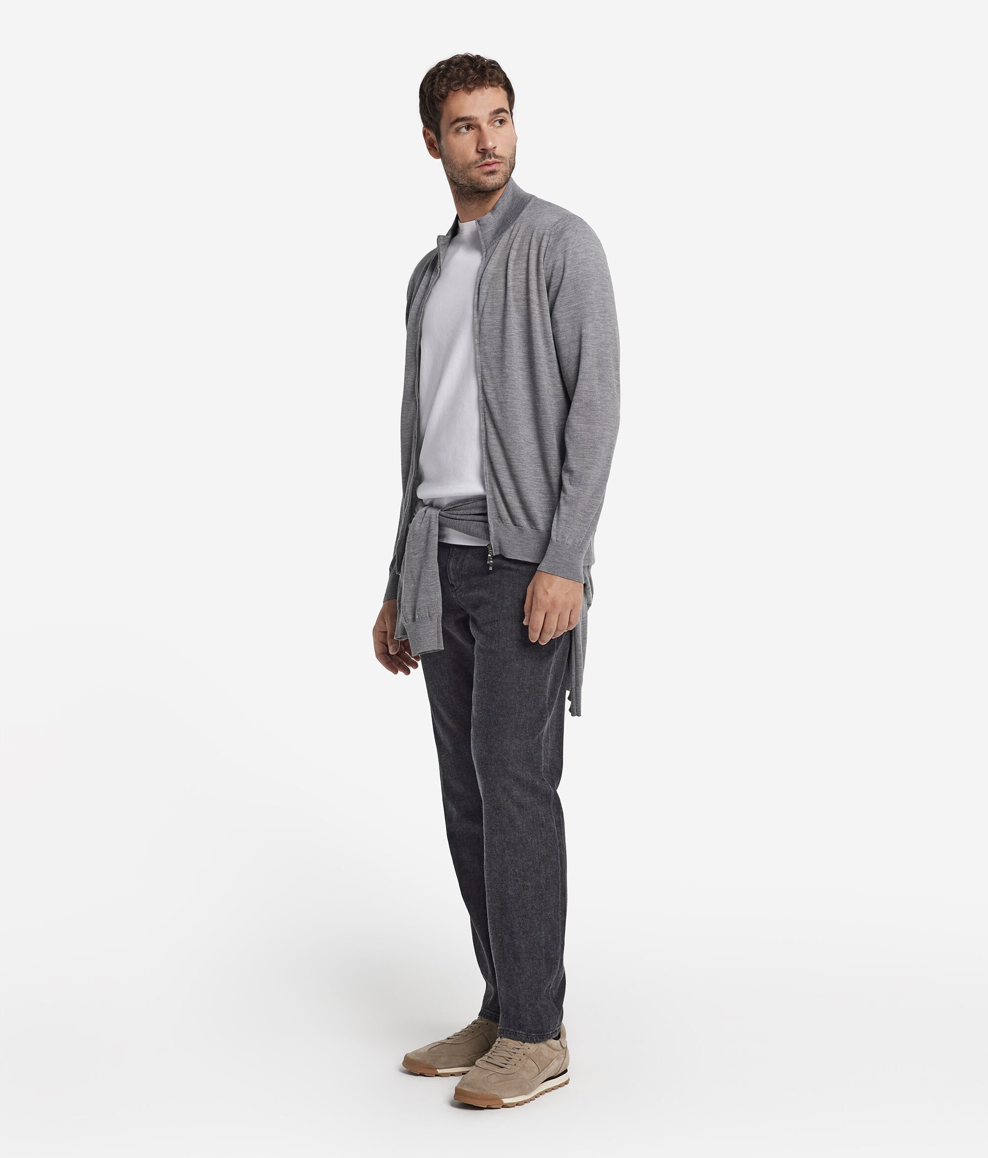 カシミヤ ジップアップカーディガン