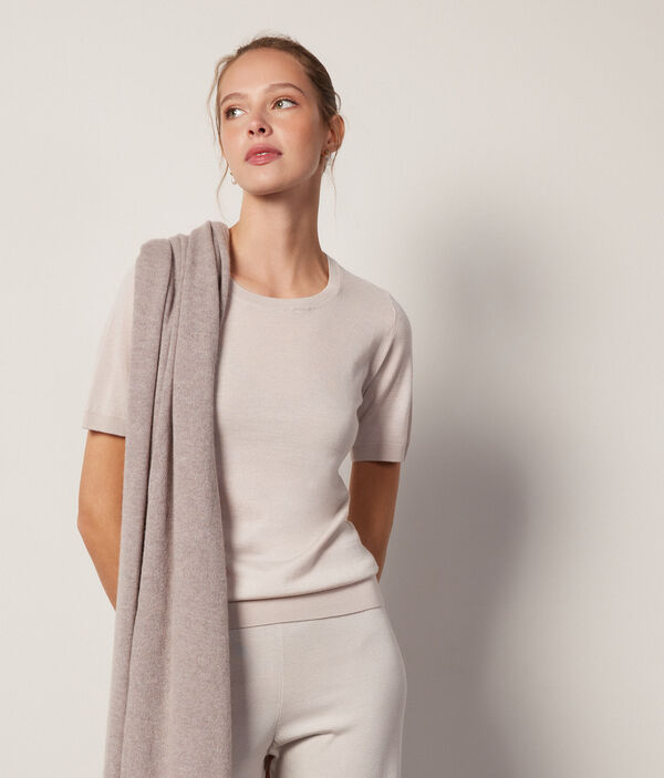 Jersei de oll rodó i màniga curta de Cashmere Ultrafine