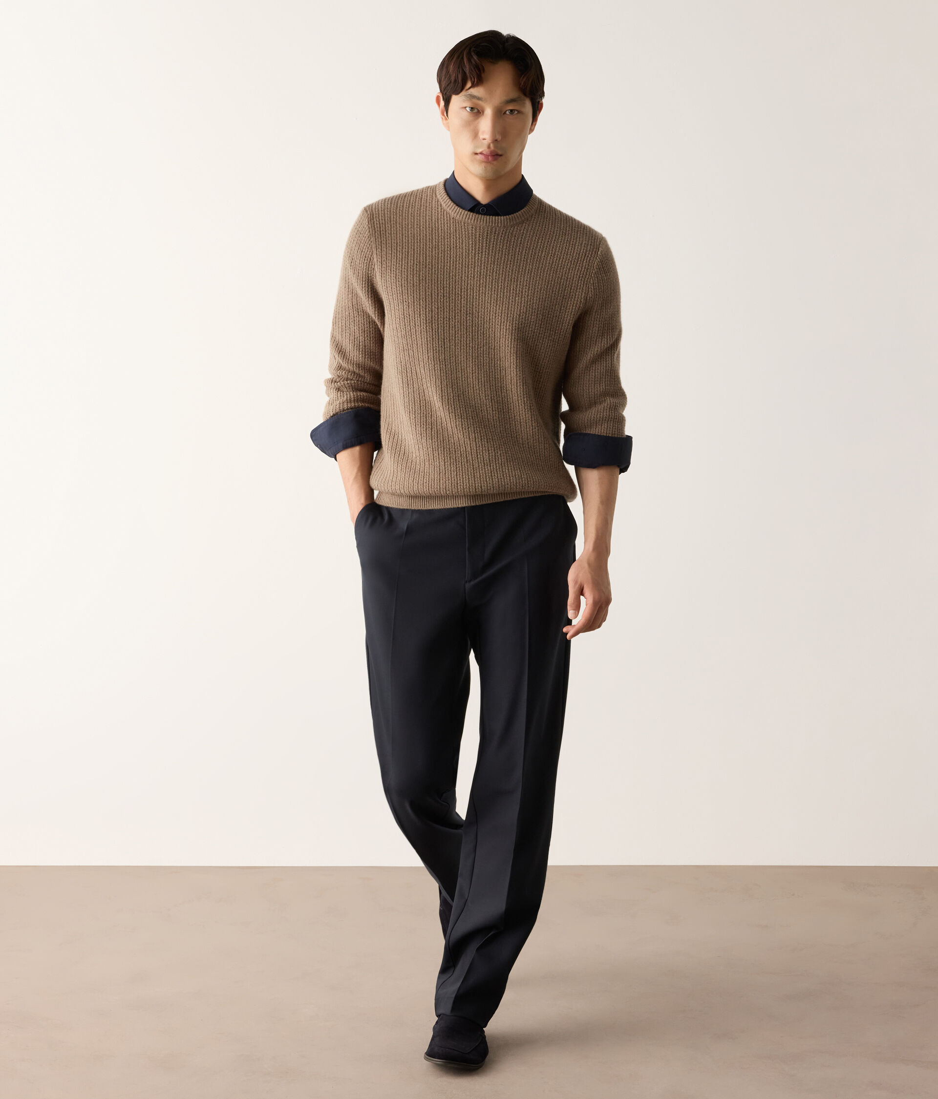 Ultrasoft Cashmere crew-neck jumper with frisée rib knit