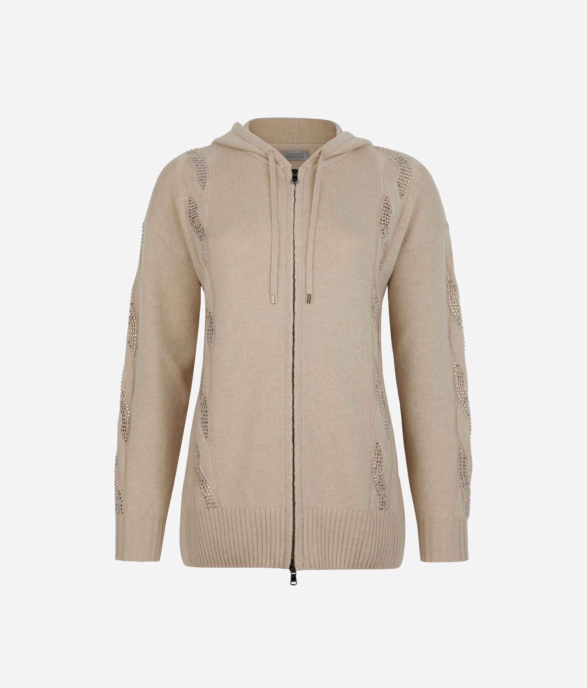 Sweatshirt com entrançado e strass em Caxemira Ultrasoft