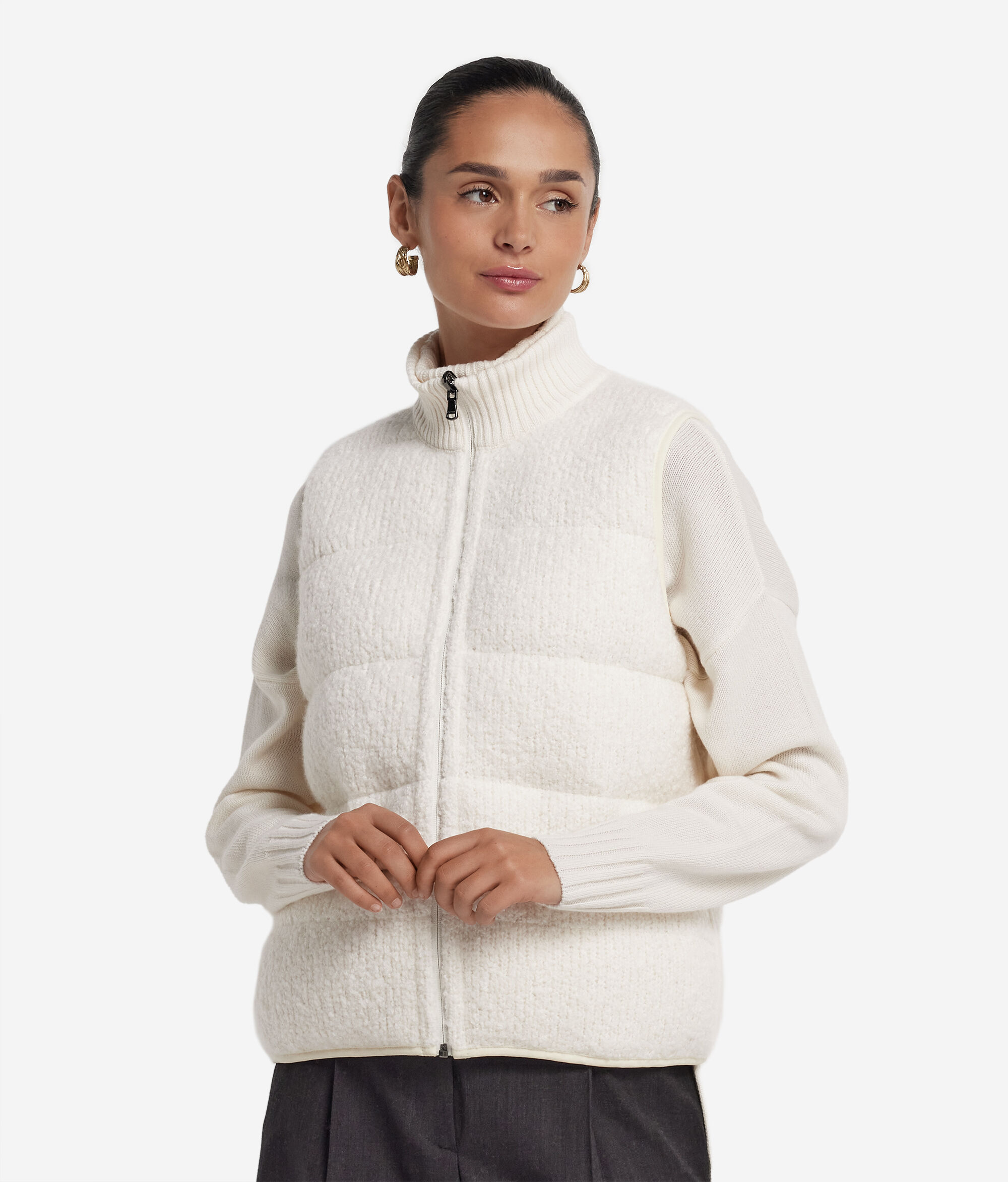 Doudoune sans manches réversible en bouclé et nylon