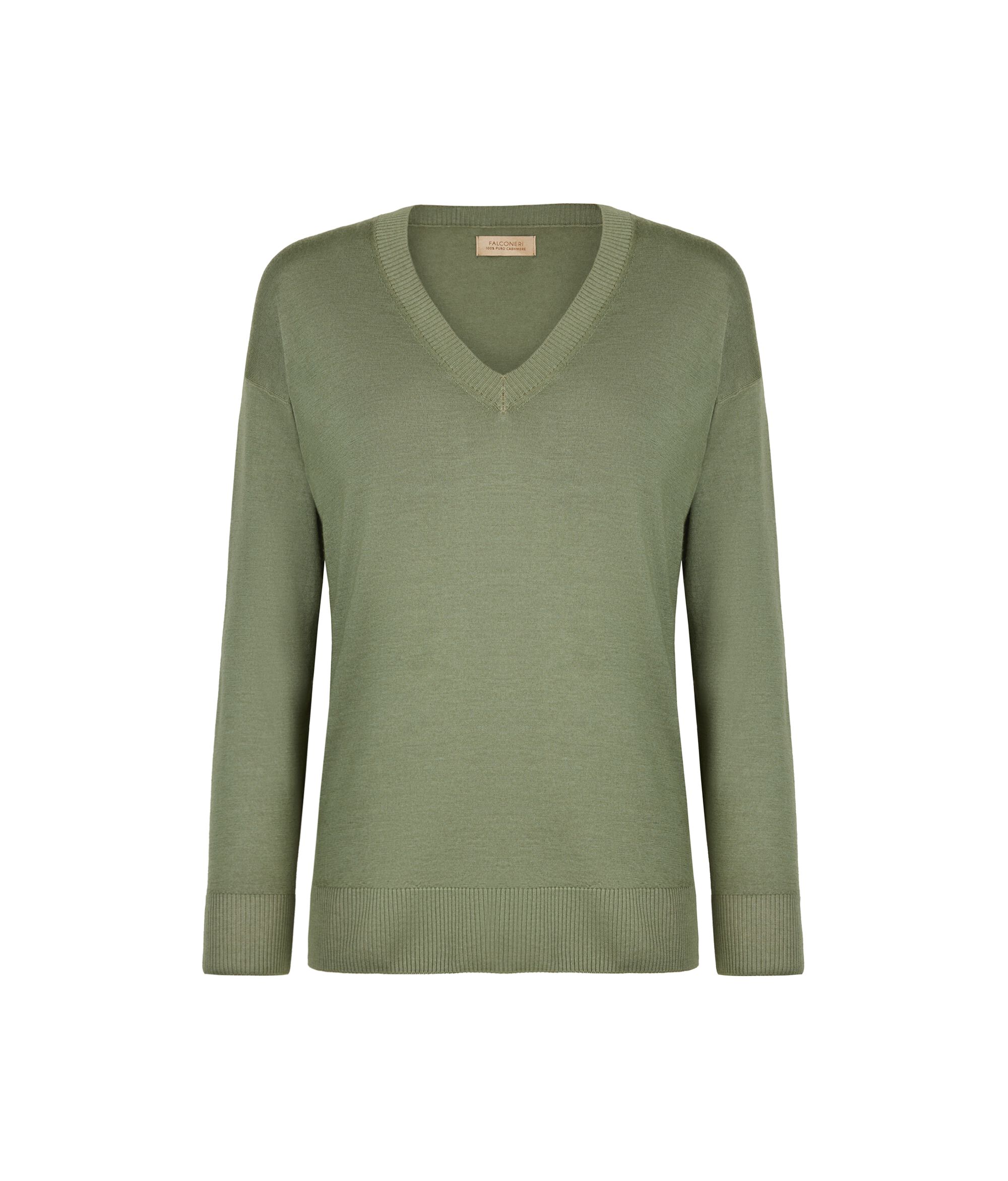 Pullover mit V-Ausschnitt und Schlitzen aus Kaschmir