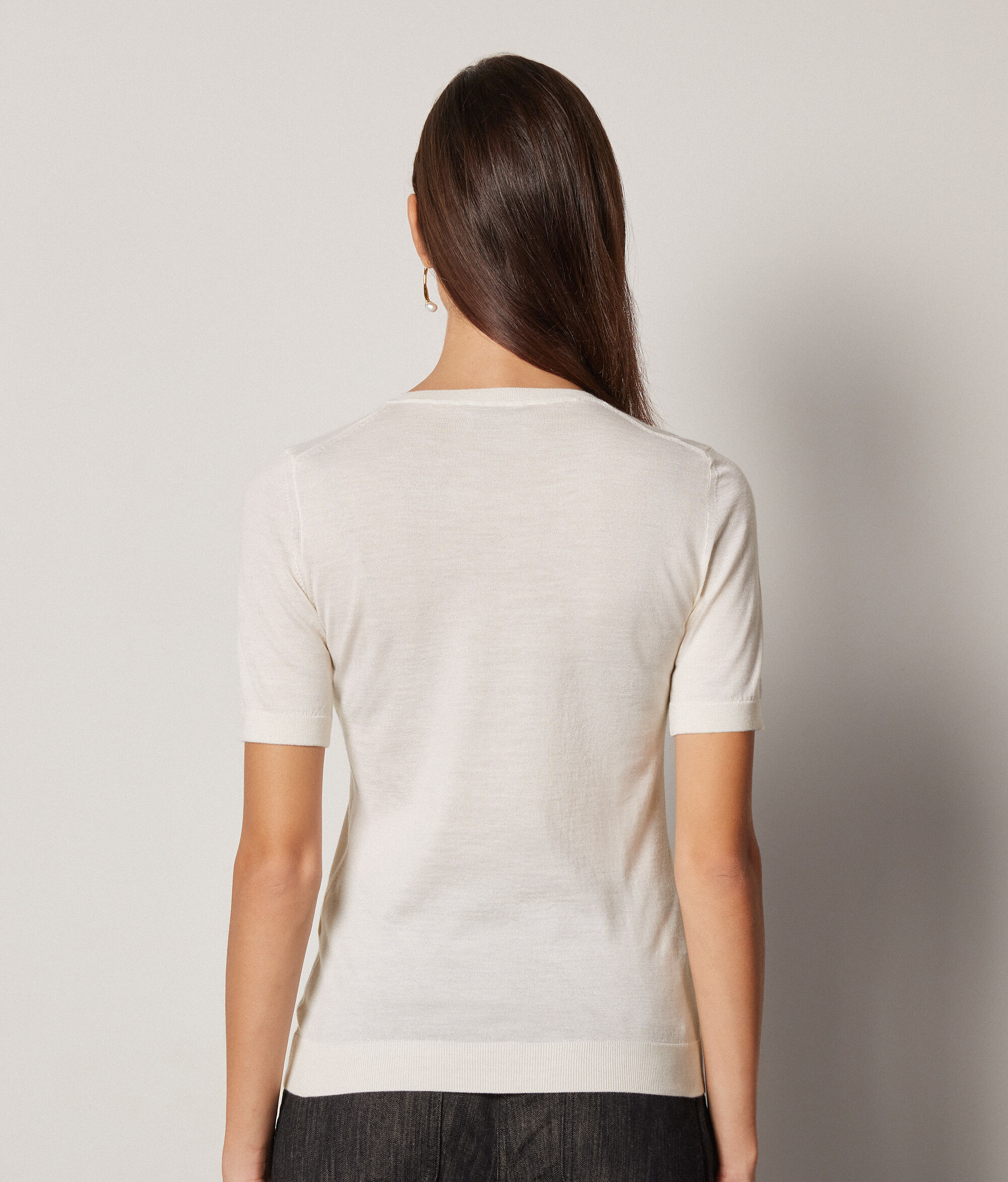 Maglia Girocollo Maniche Corte in Cashmere Ultrafine