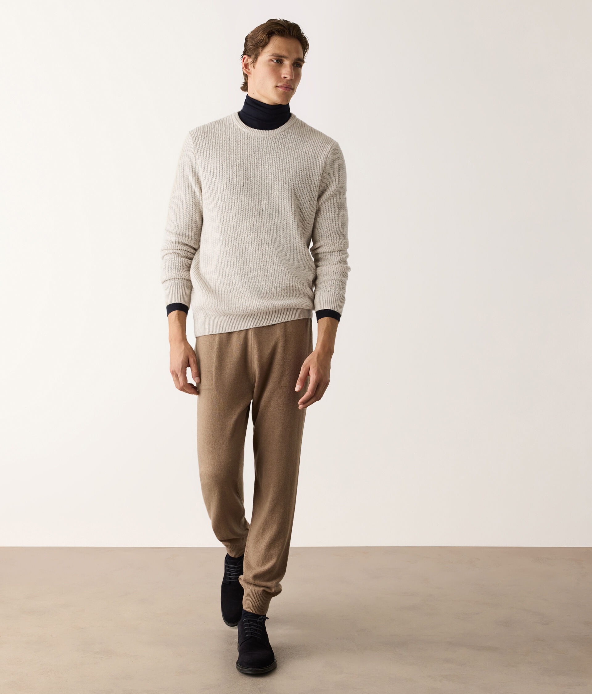 Girocollo con costa frisée in Cashmere Ultrasoft