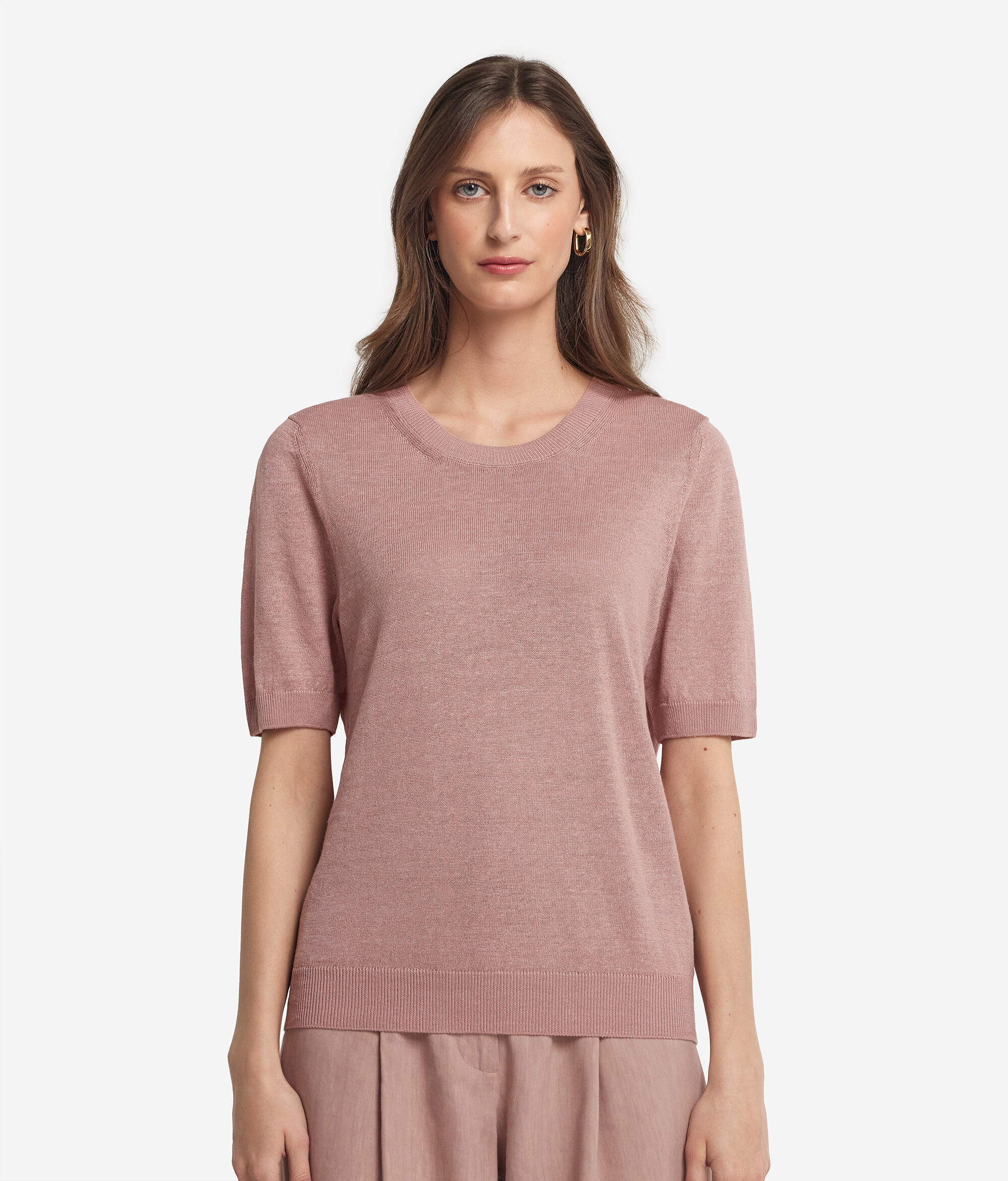Cotton-Linen Crew Neck T-Shirt