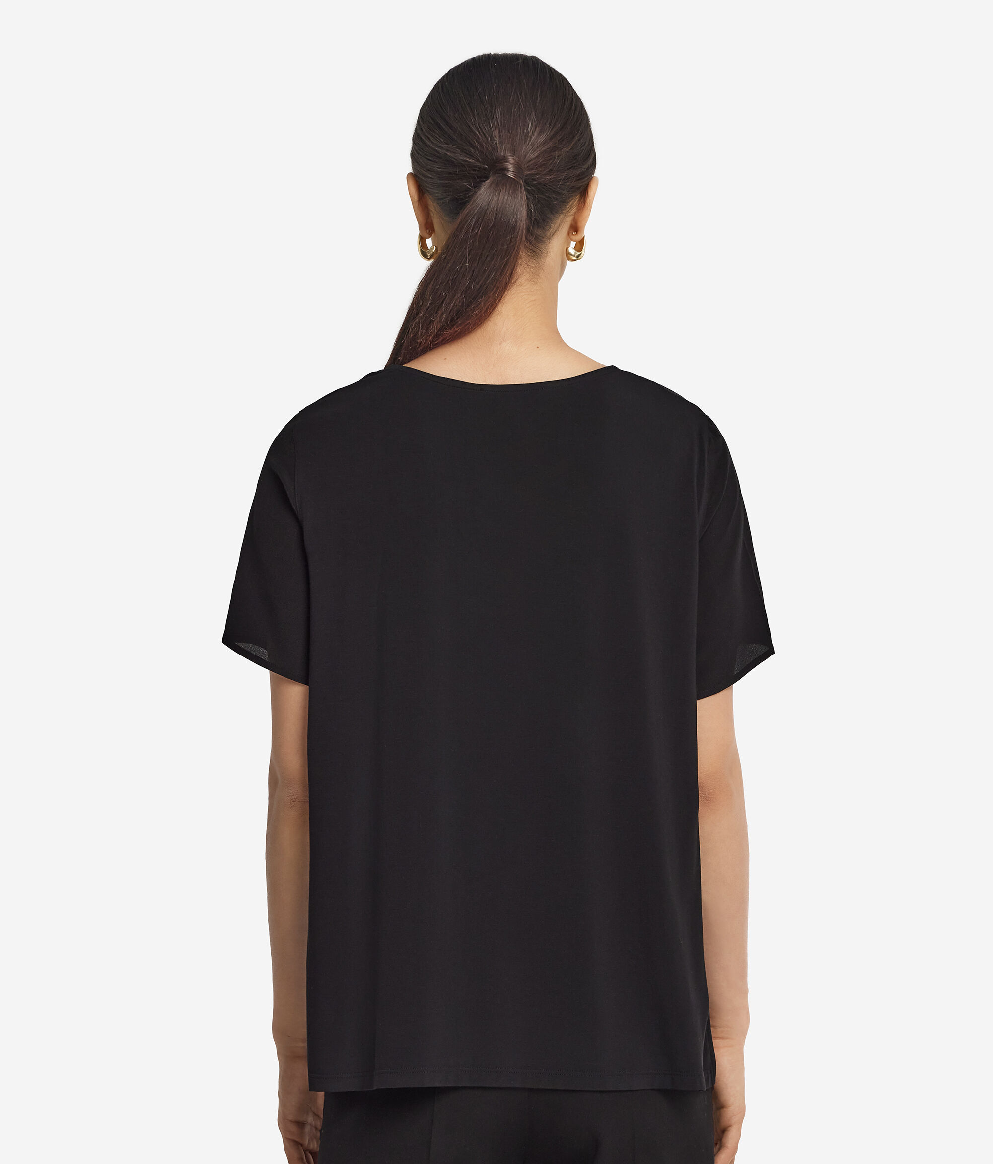 Yuvarlak Yaka İpek T-shirt