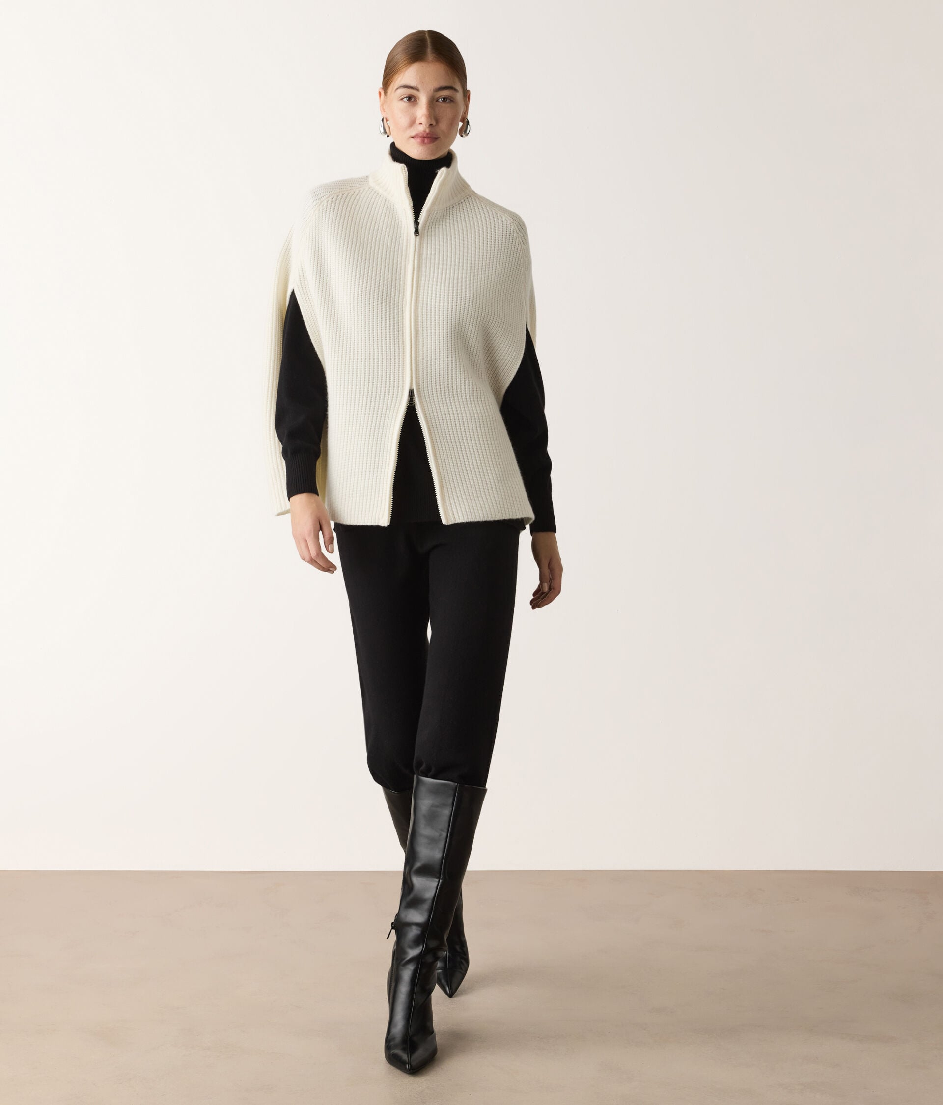 Cappa a coste in puro cashmere