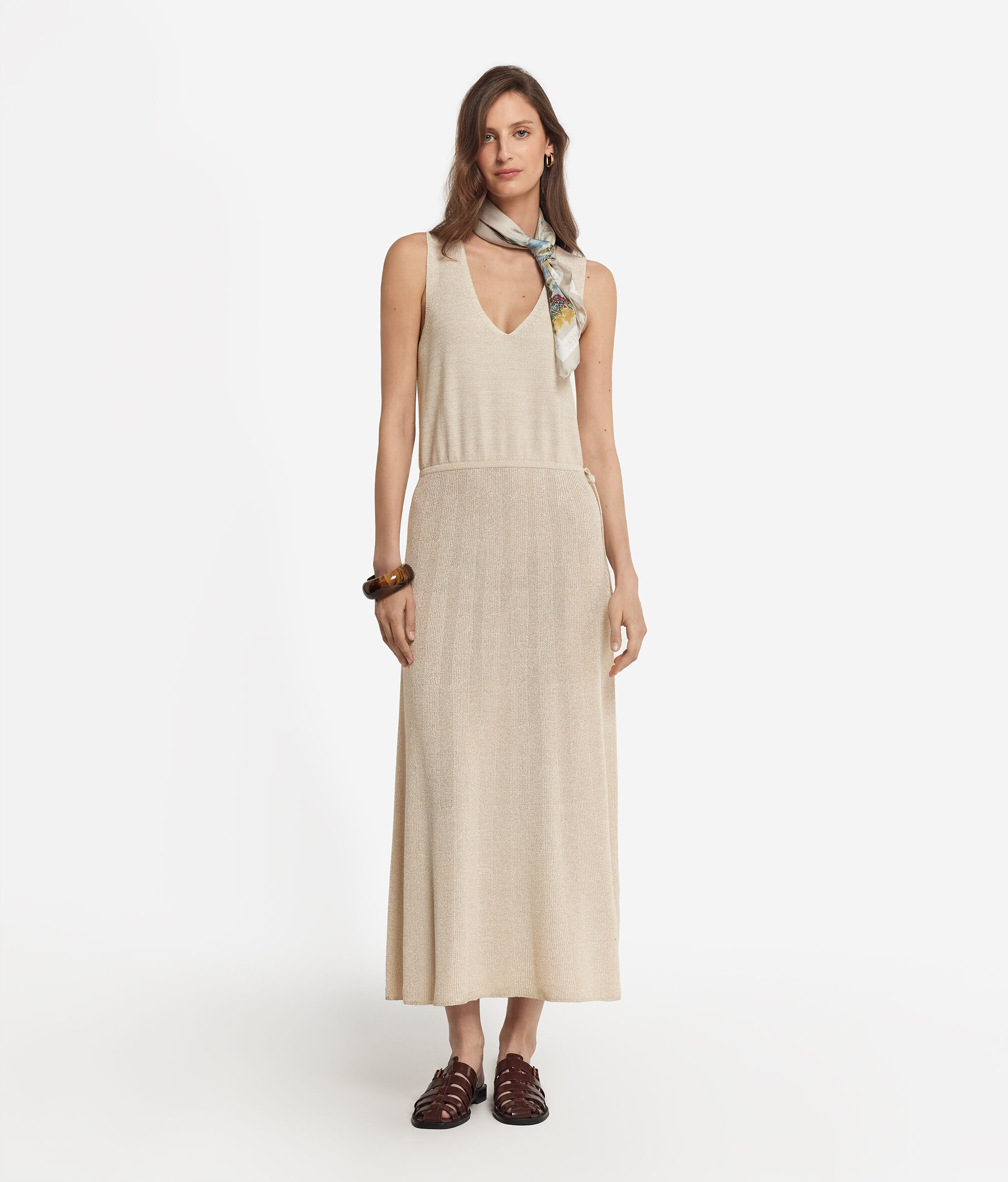 Vestido con canalé y lamé