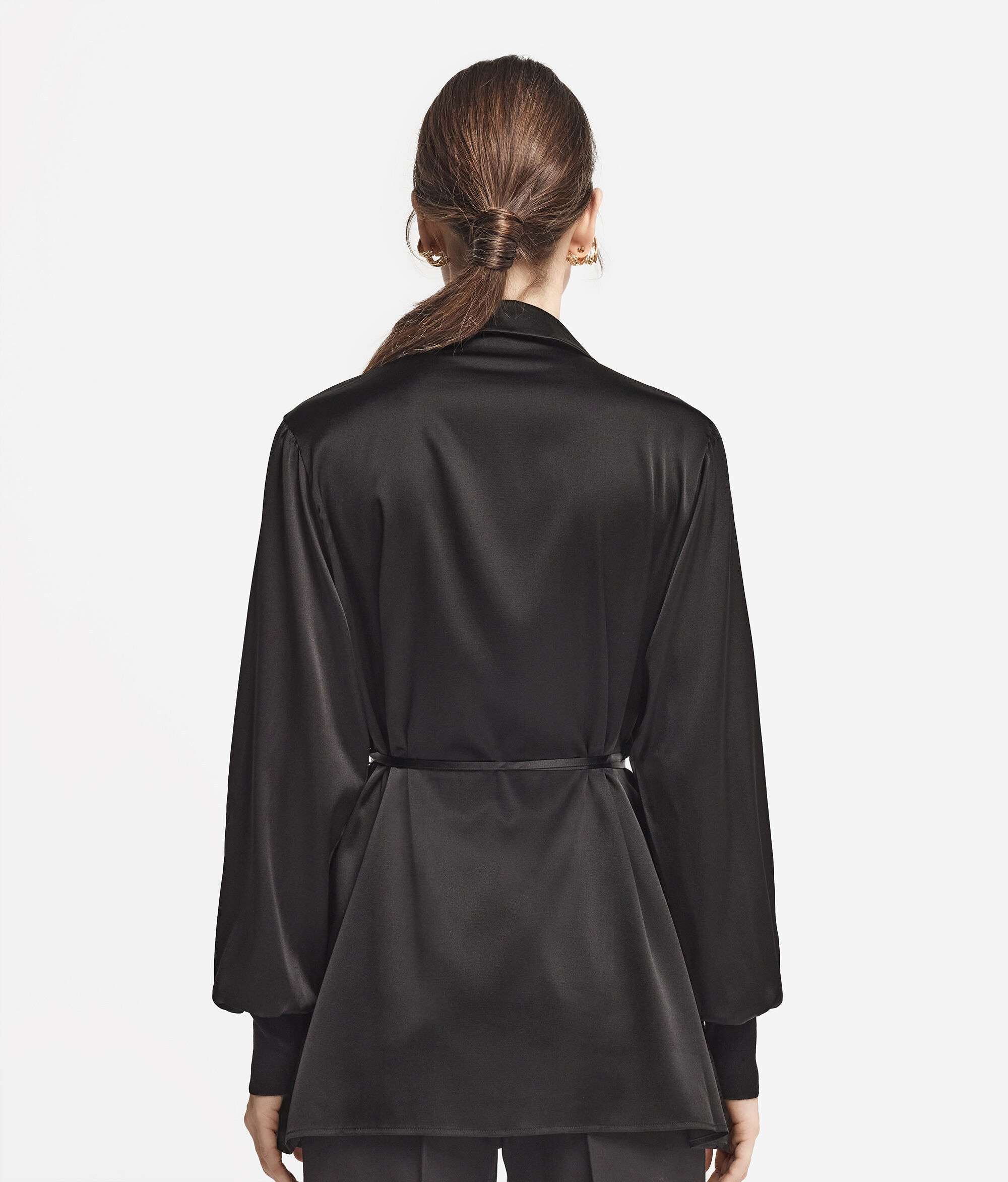 Silk Satin Shirt with Jersey Cuffs | Falconeri