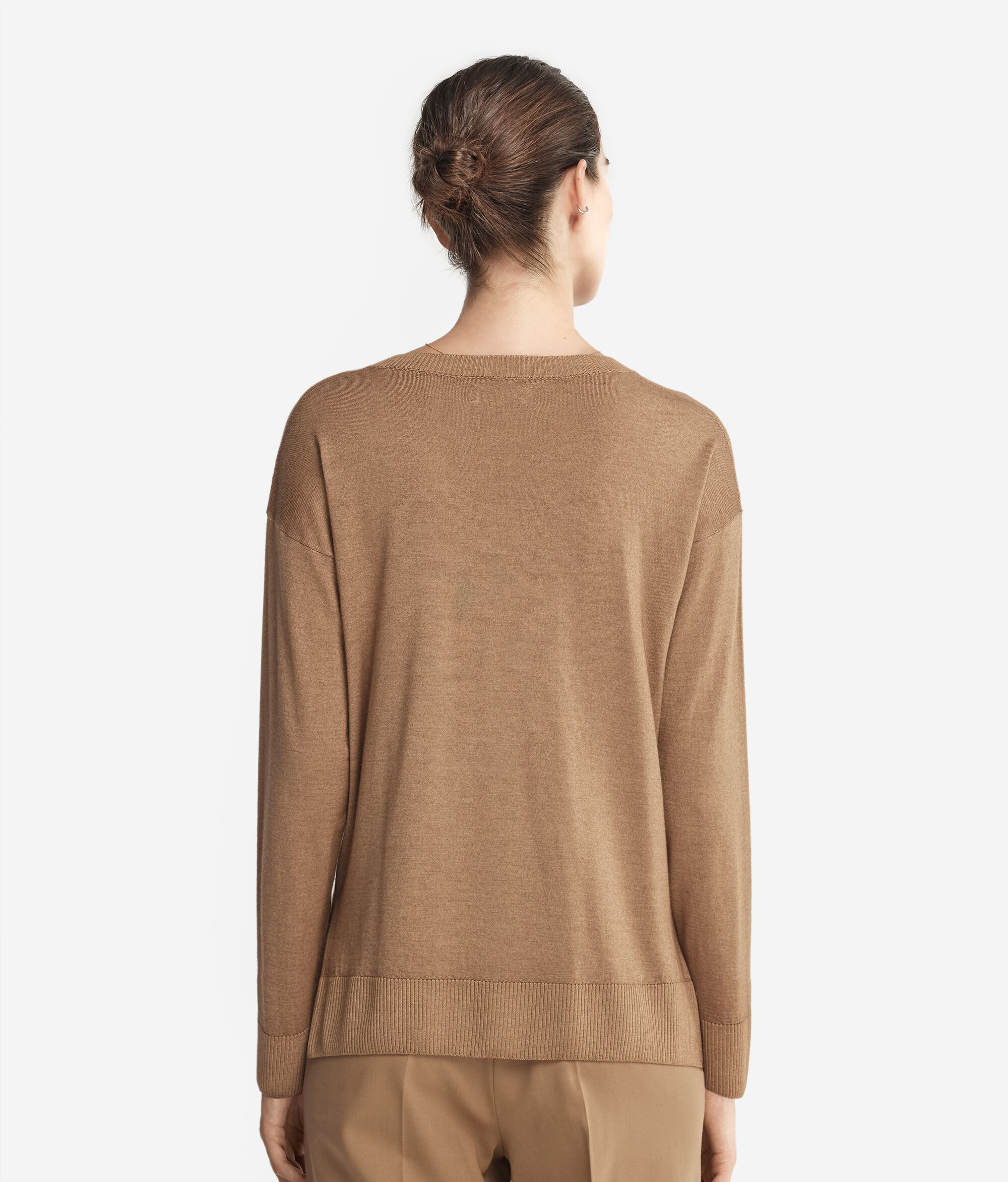 Maglia a scollo a V in Cashmere con spacchi