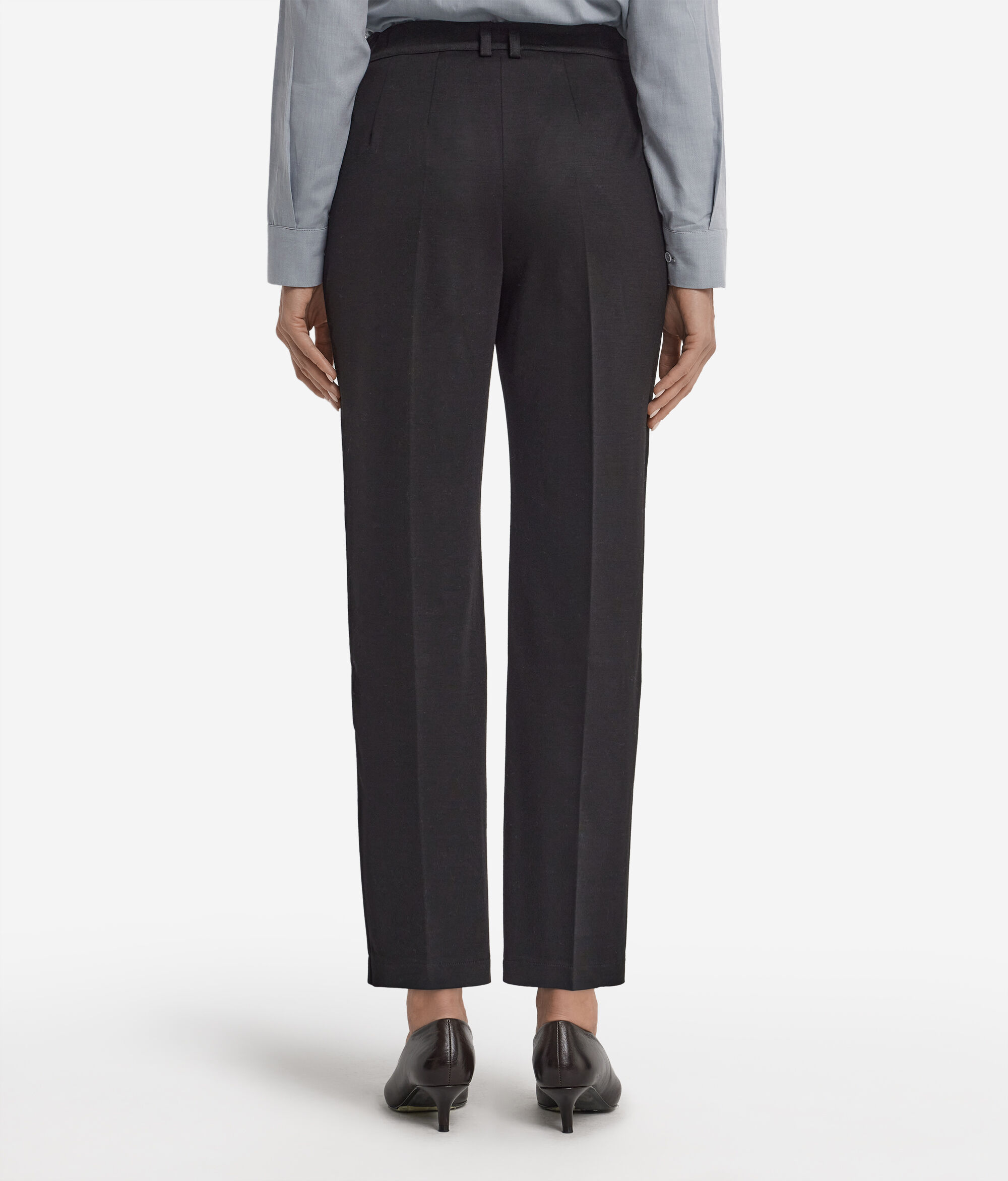 Pantalon cigarette en jersey de laine