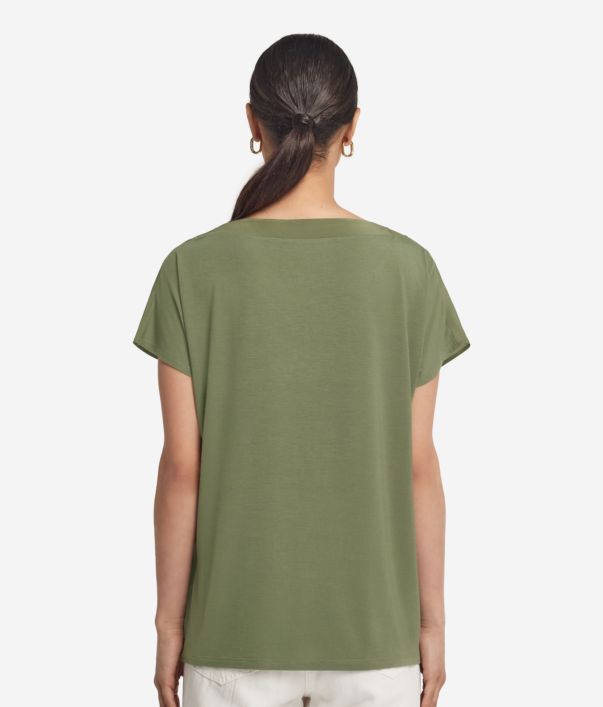 V-Neck Silk Kimono T-Shirt