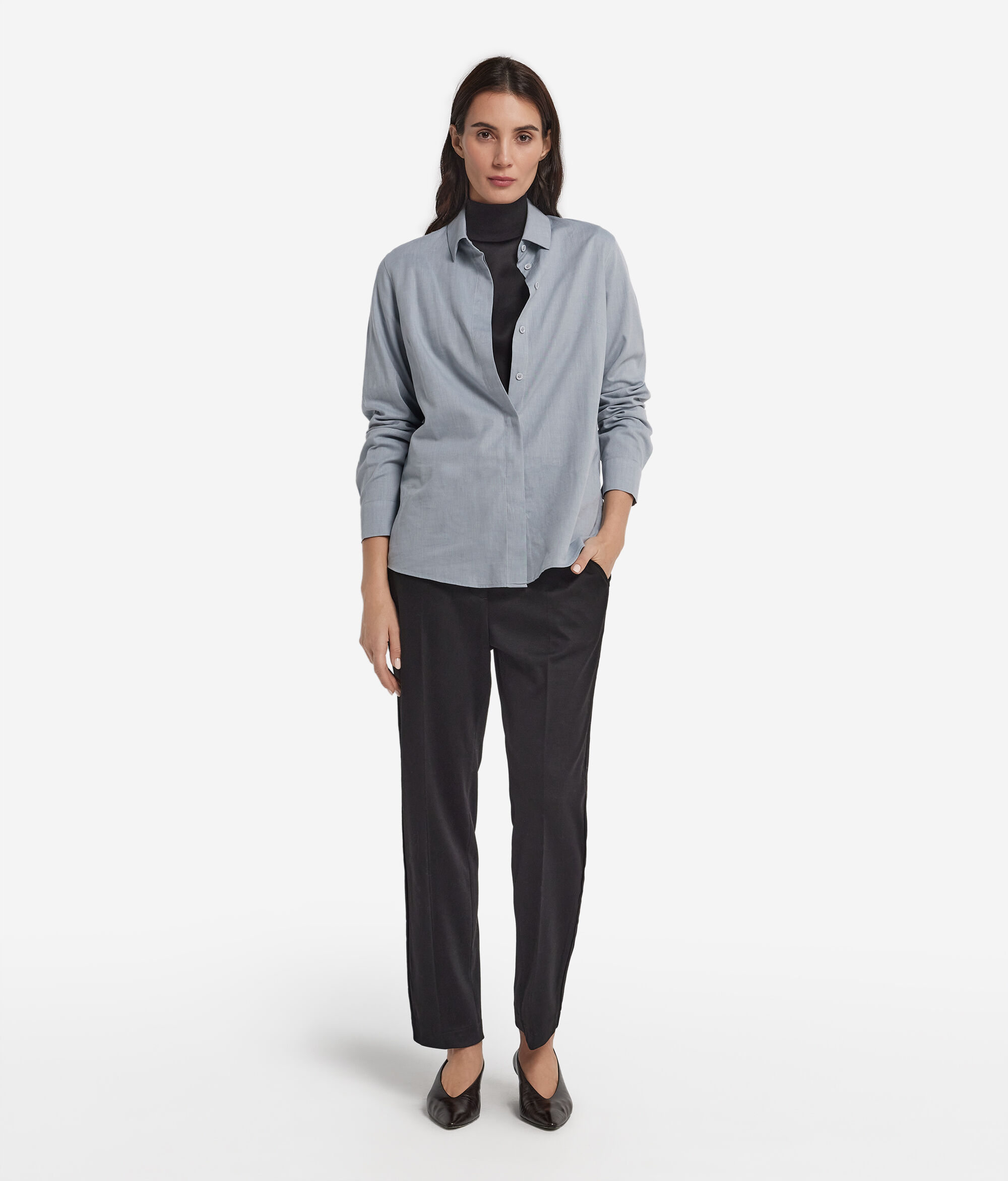 Pantalon cigarette en jersey de laine
