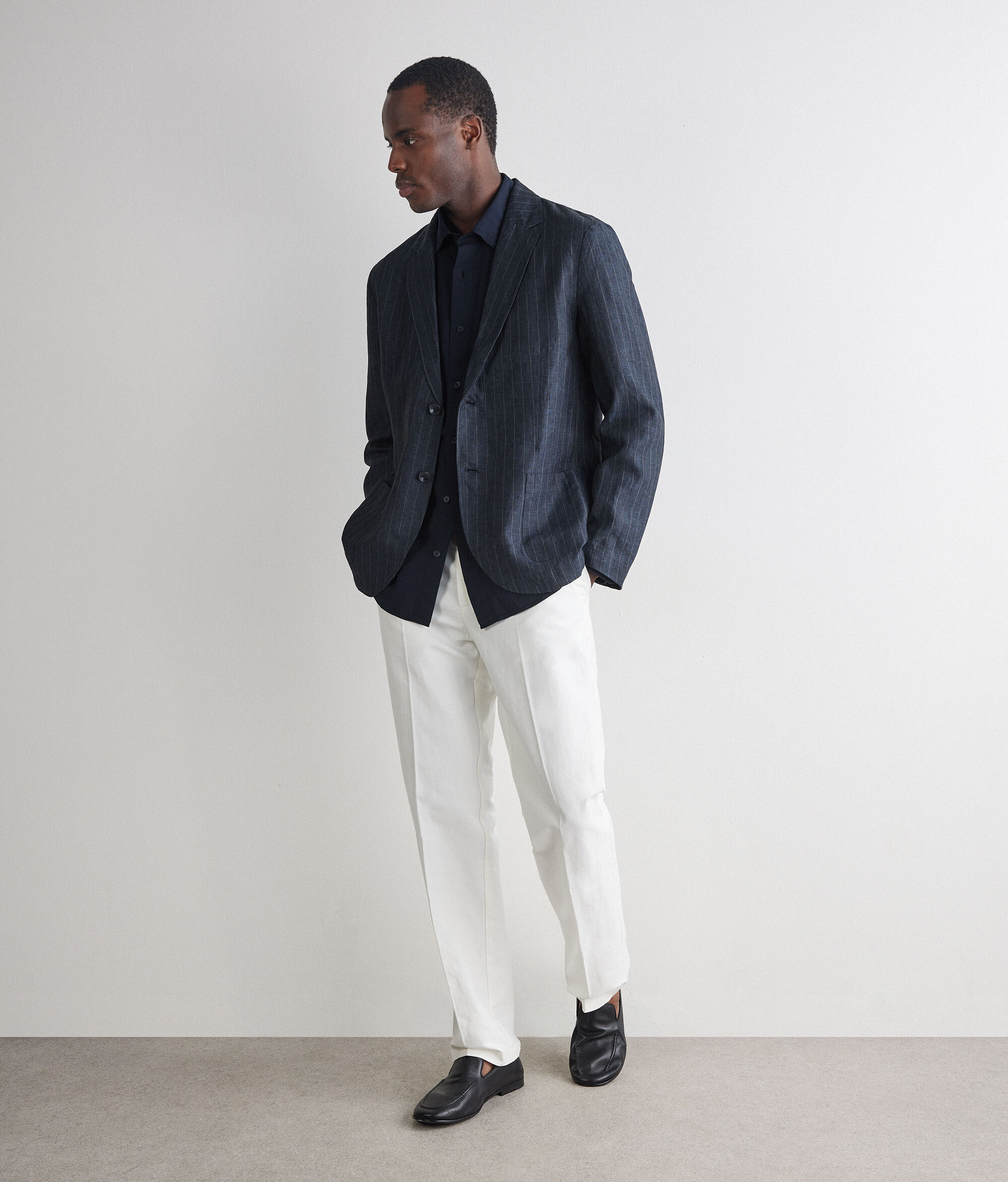 Pinstriped linen jacket