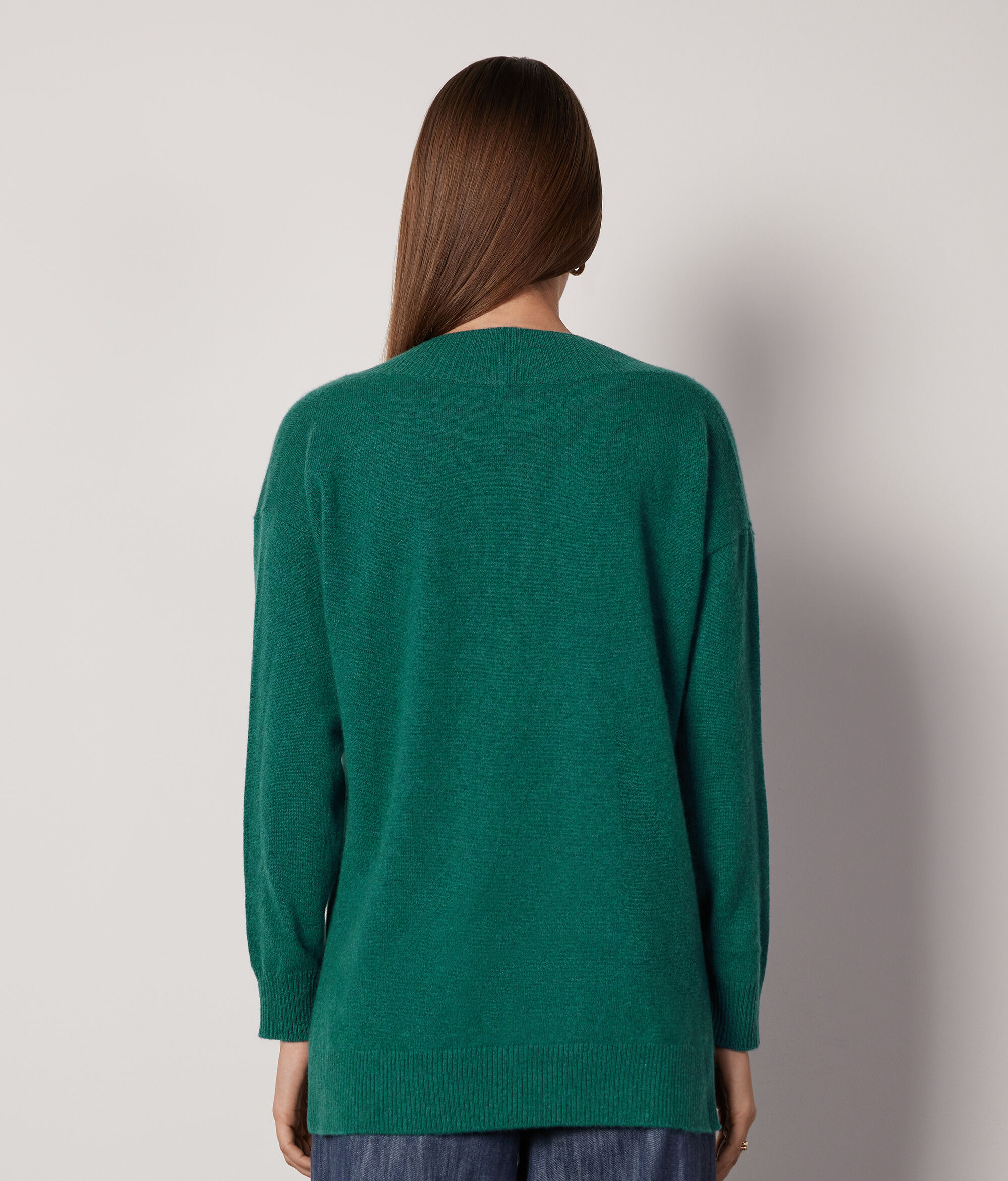 Maxi-Pullover aus Kaschmir Ultrasoft mit V-Ausschnitt