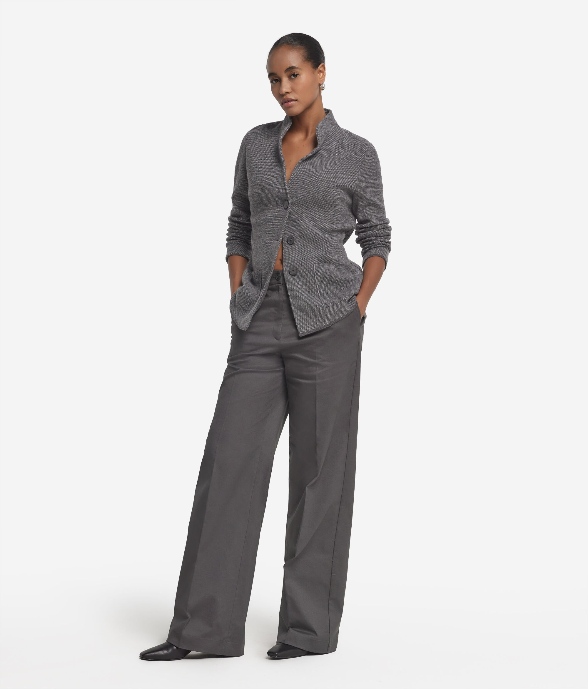 Pantalon large en coton et cachemire