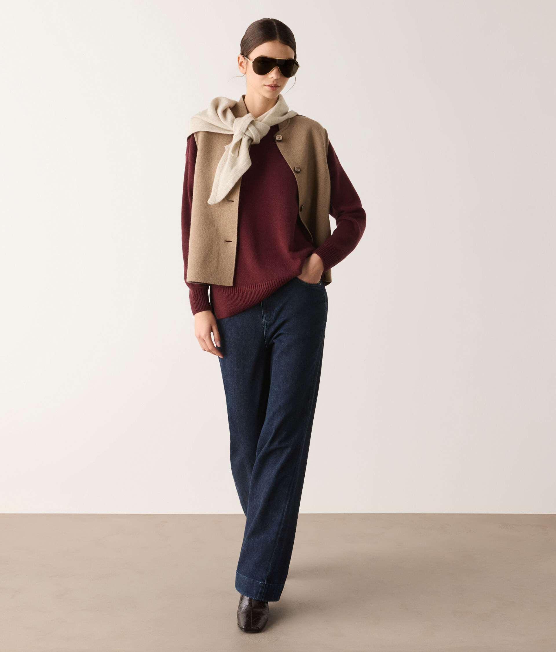 Girocollo con spacchi coste diverse in Cashmere Ultrasoft
