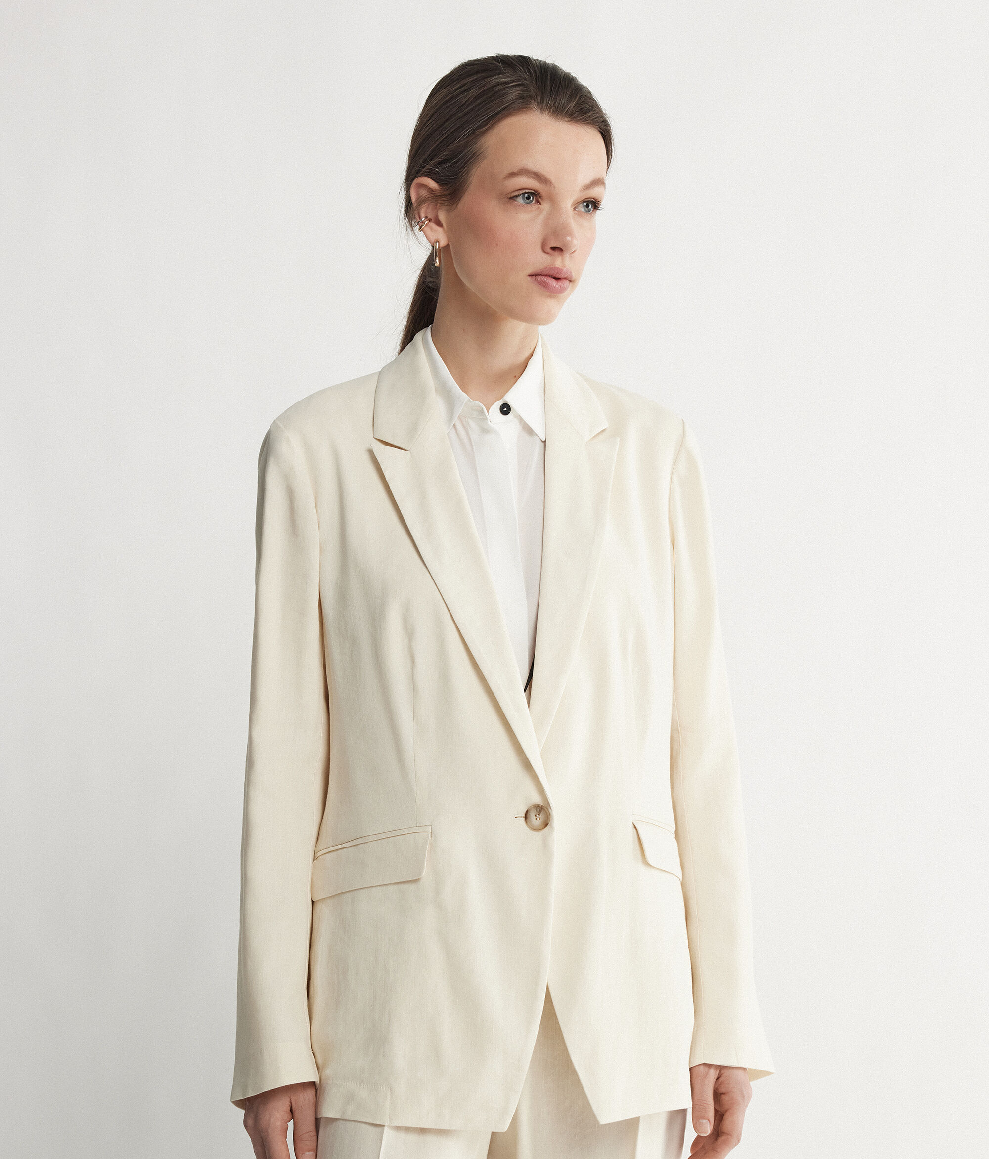 Linen Viscose Single-Breasted Jacket
