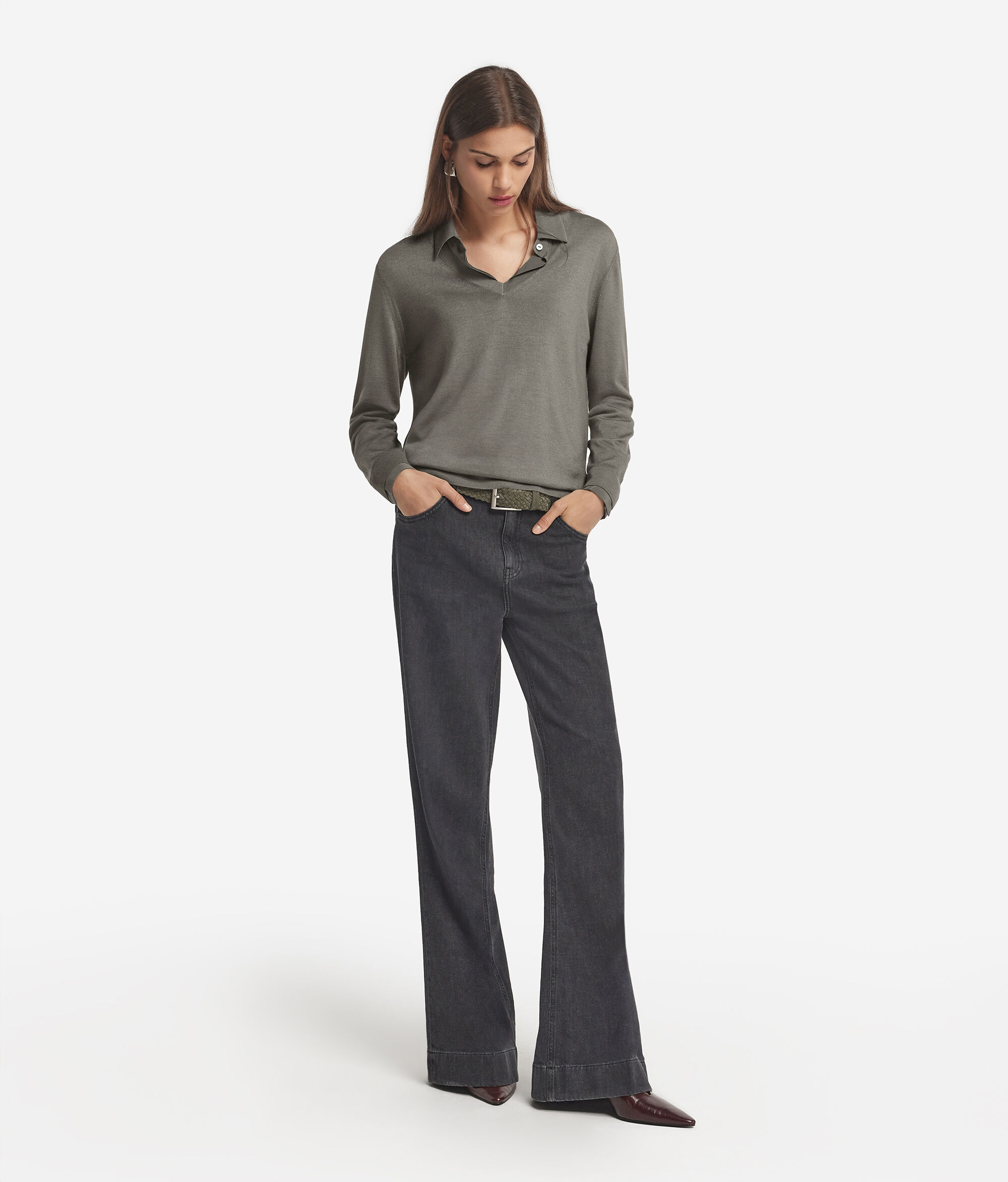 Jersei amb escot en punta de Cashmere Ultrafine