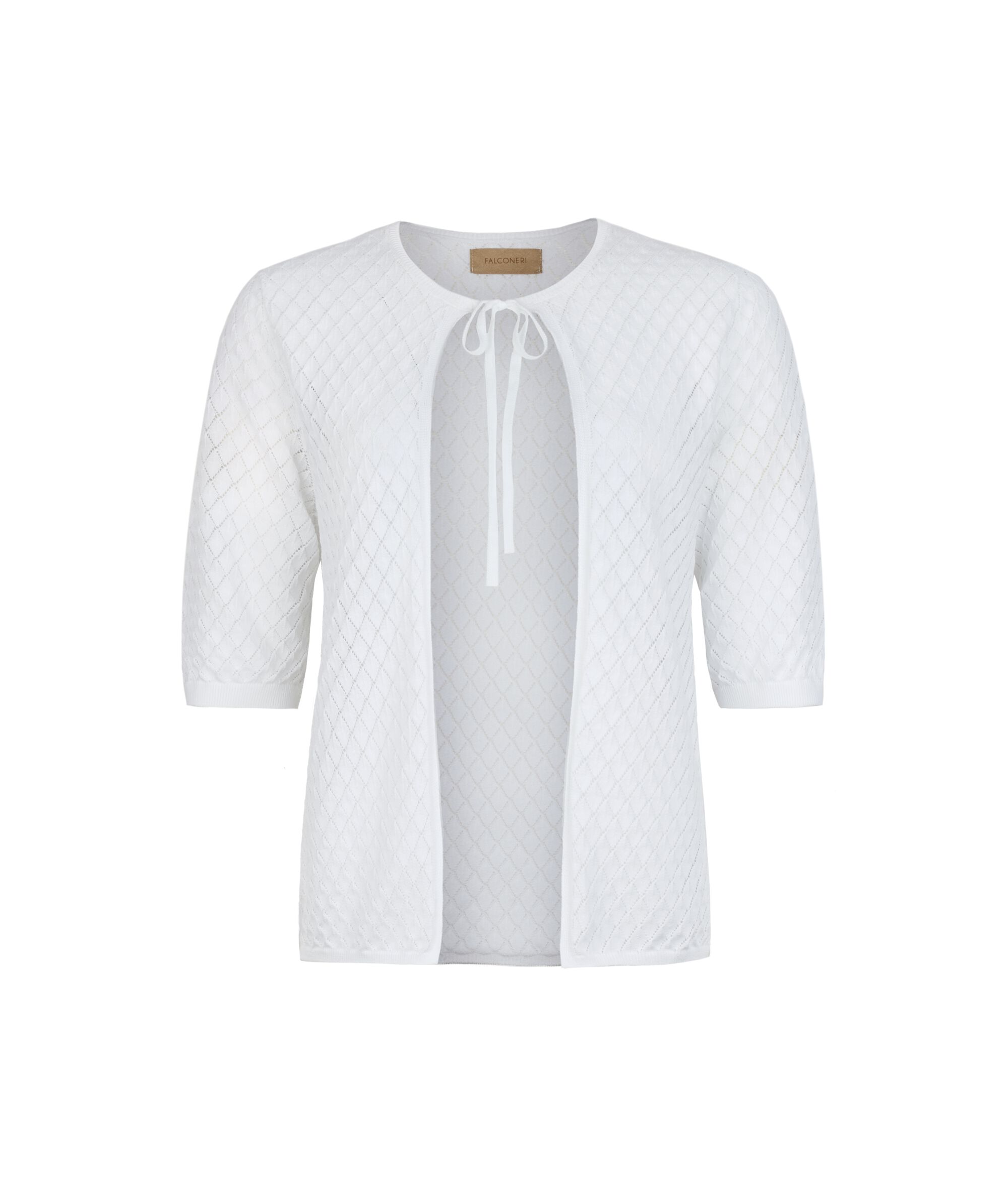 Diamond stitch openwork cardigan