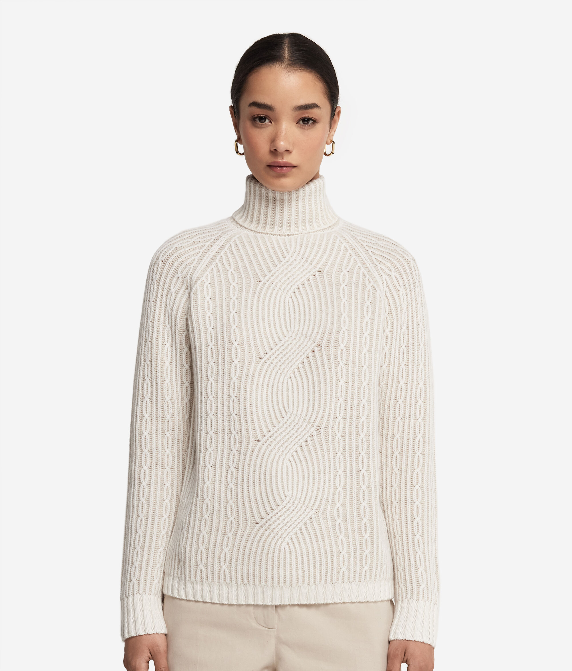 Jersei de coll alt amb trama de vuits bicolor de Cashmere Ultrasoft