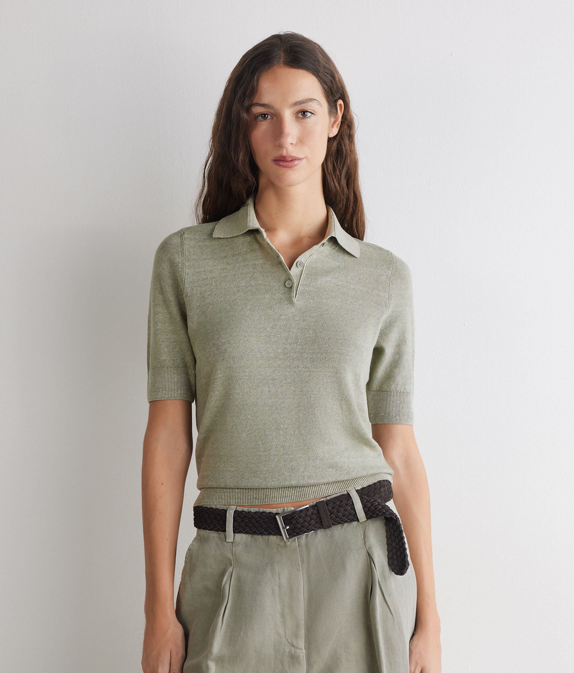 Polo de lino y algodón