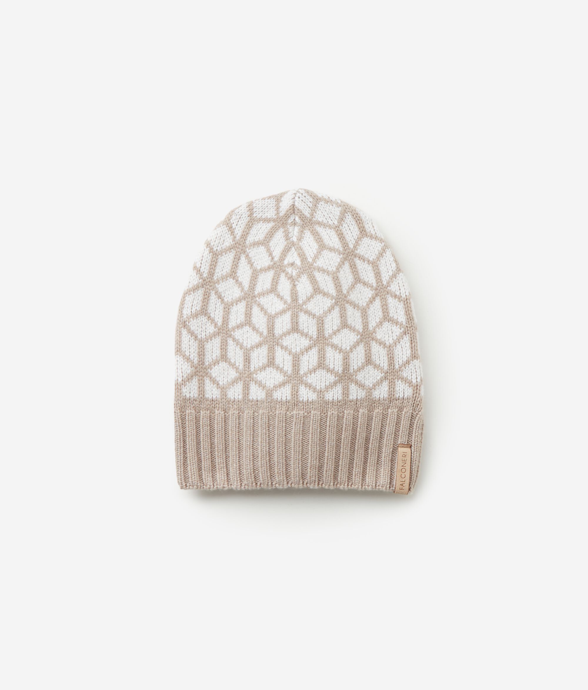 Mütze aus Kaschmirjacquard mit optischem Motiv
