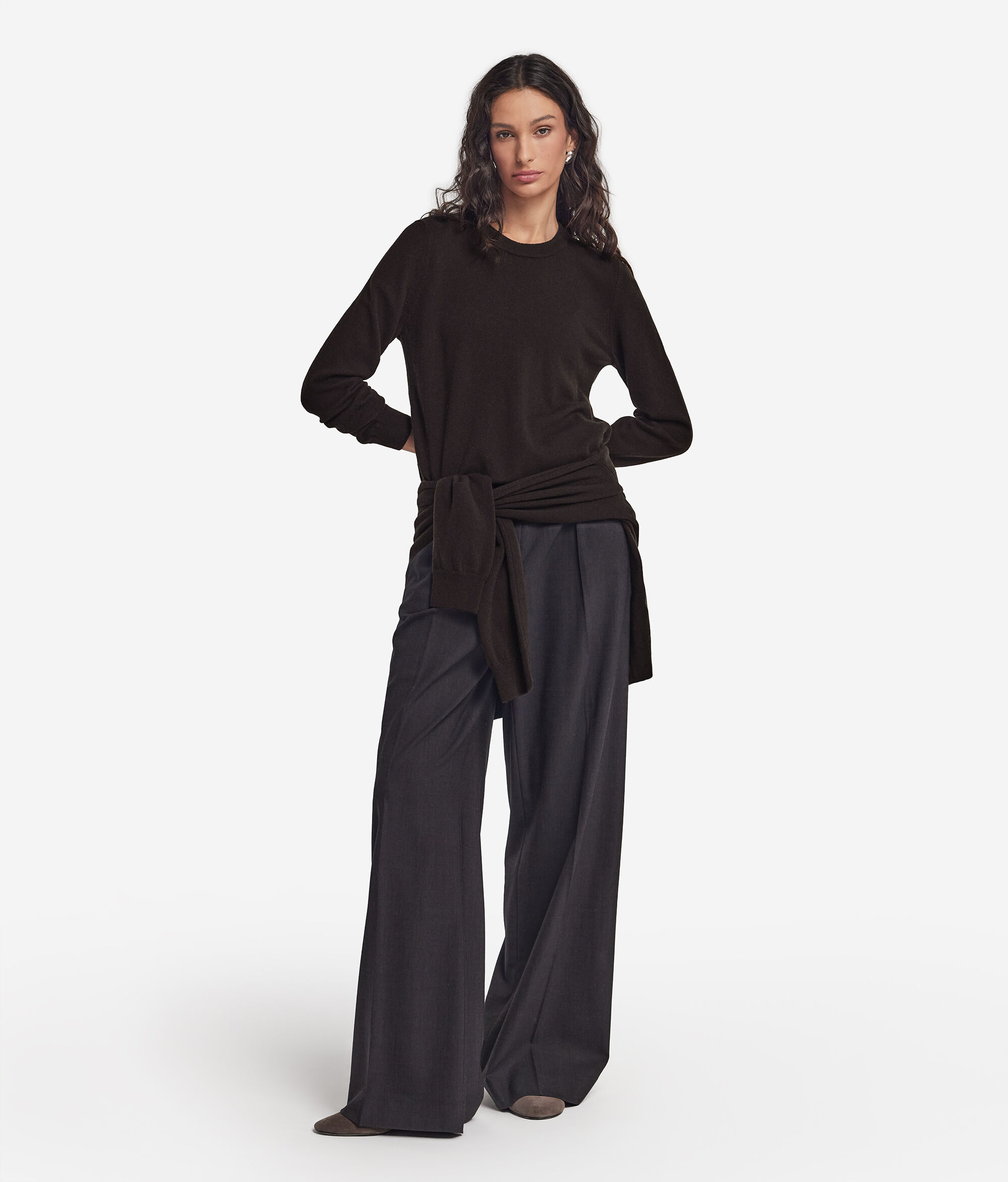 Pull à col rond et manches longues en cachemire ultra-doux