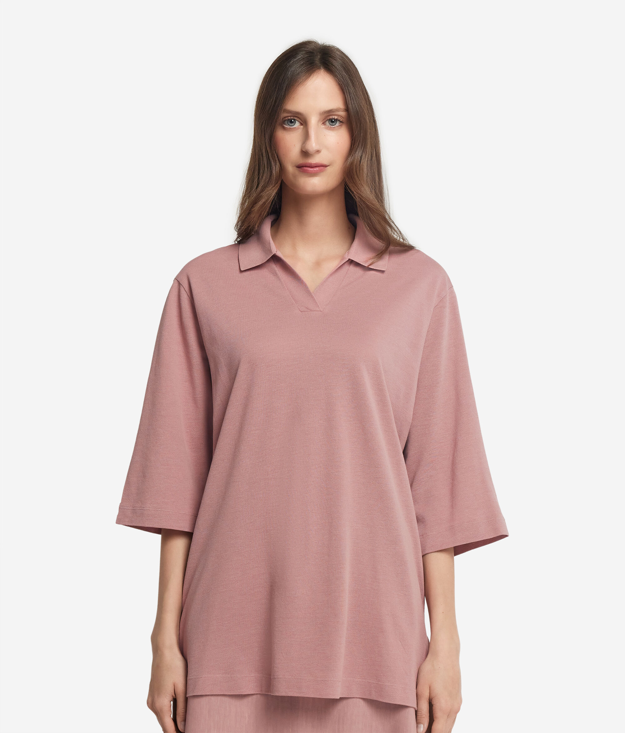 Cotton Piqué and Silk Polo Shirt