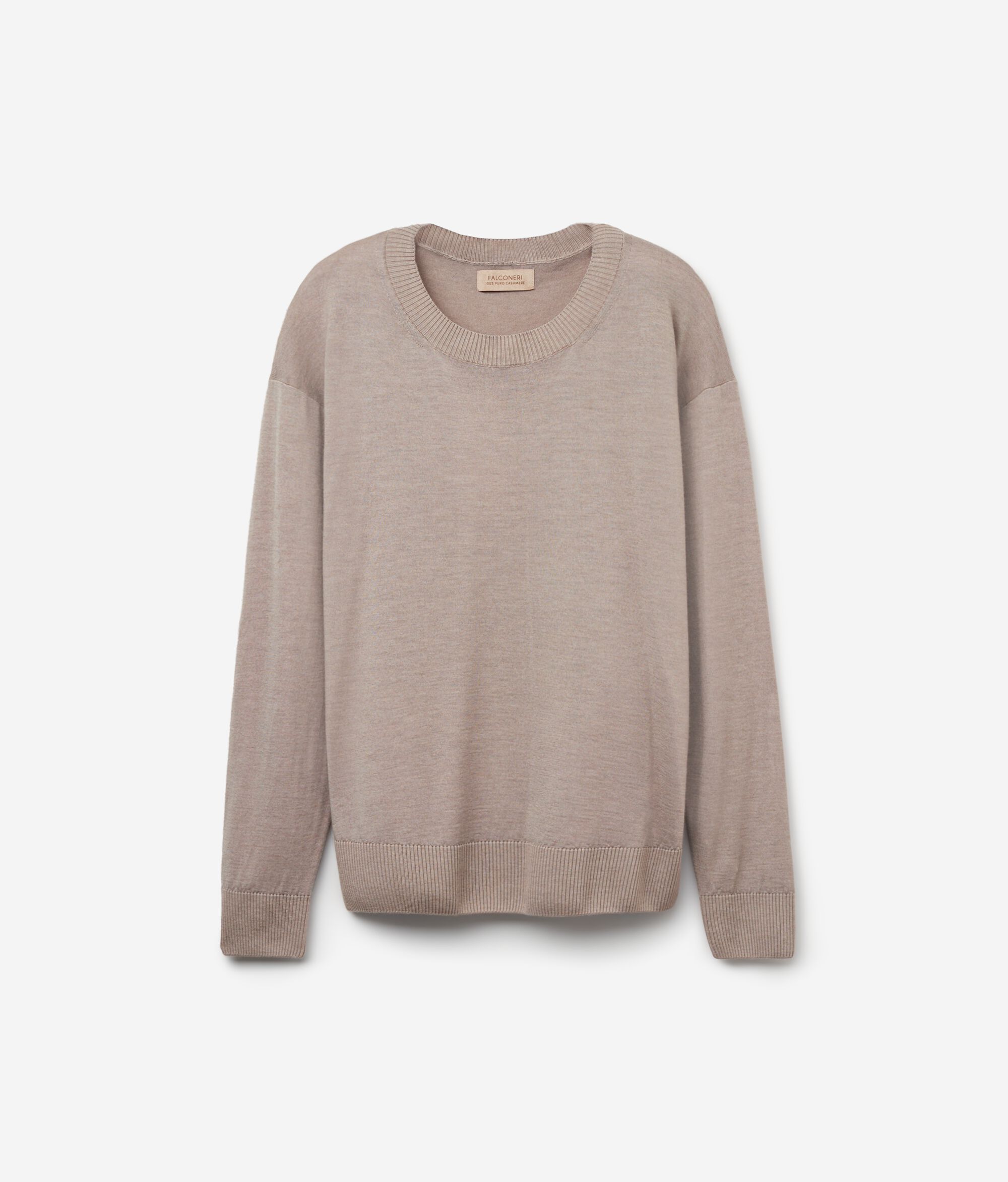 Round-Neck Cashmere Jumper with Slits